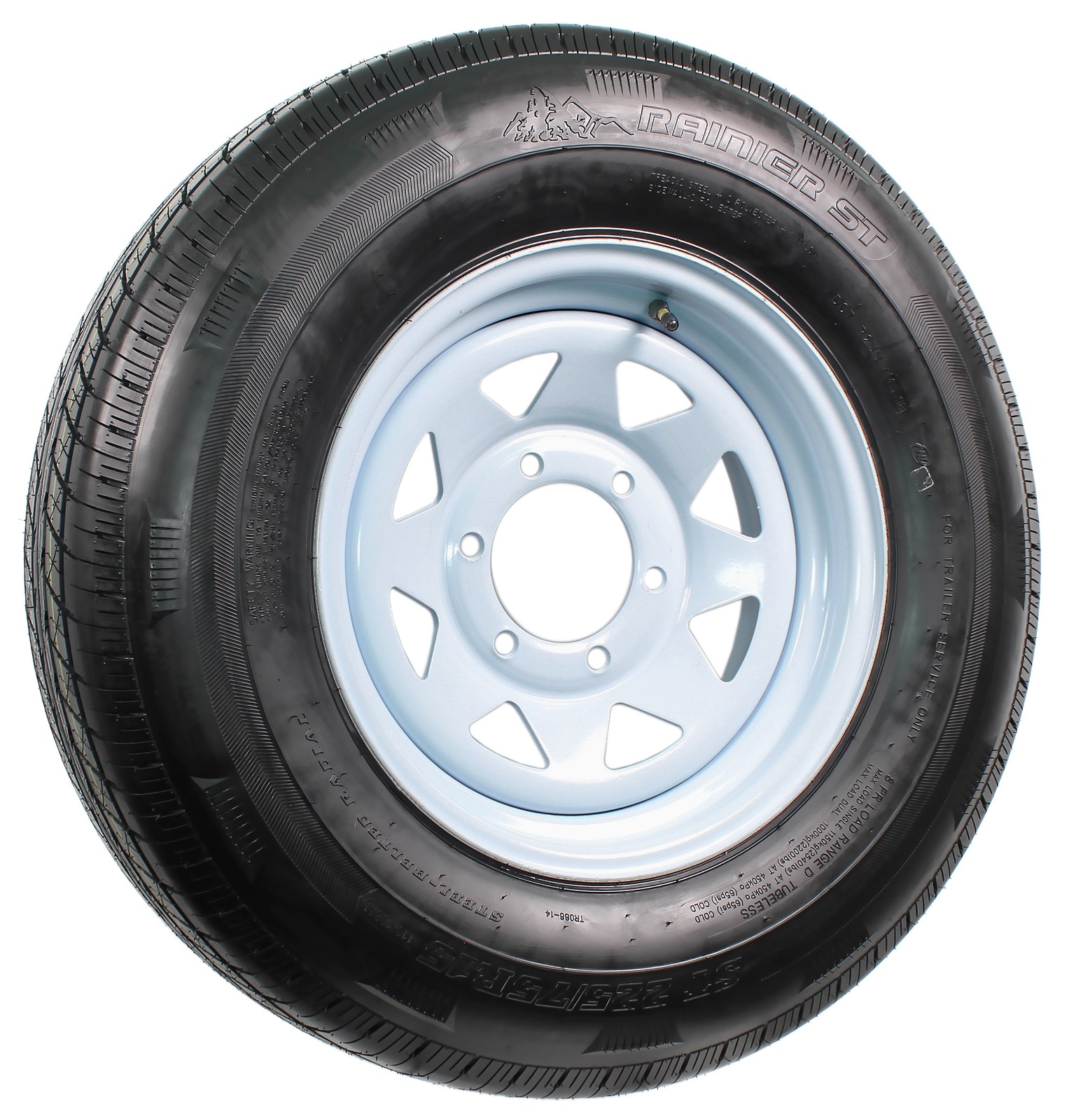Radial Trailer Tire Rim Assembly ST225/75R15 LRD 6 Lug 15 Inch White Spoke Wheel