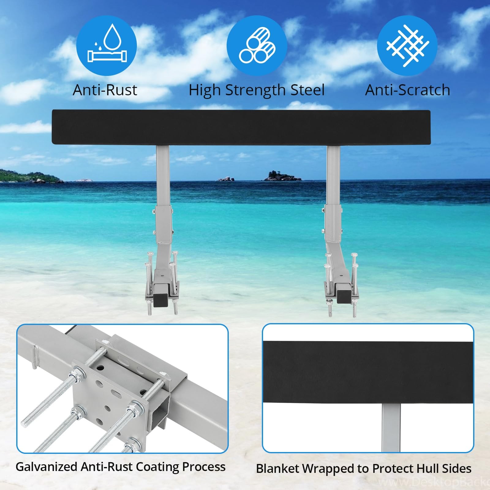 Boat Trailer 2pcs Side Guide On Bunk Board Carpeted Kit w/ Hardware 16.7inch