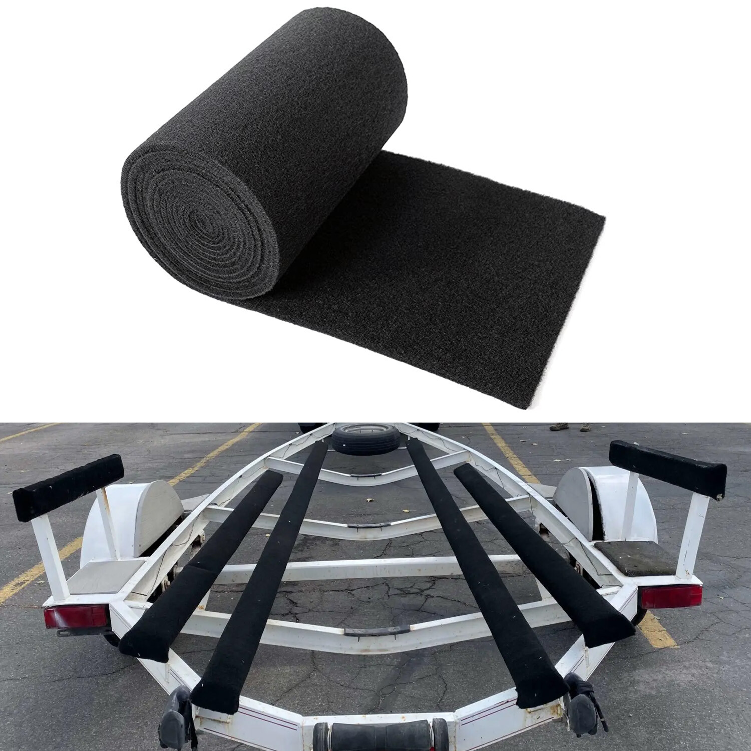 13ft of Boat Trailer 12″ Black Marine Grade Bunk Board Carpet Heavy Duty 5MM
