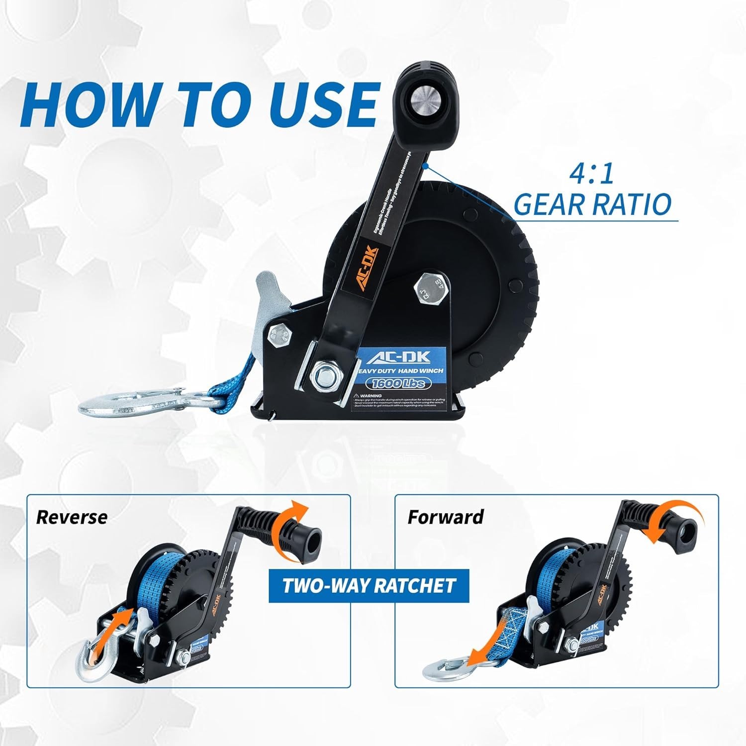 2-Way Ratchet Trailer Winch with 26FT Strap – Reliable 1600 lbs Towing Capacity