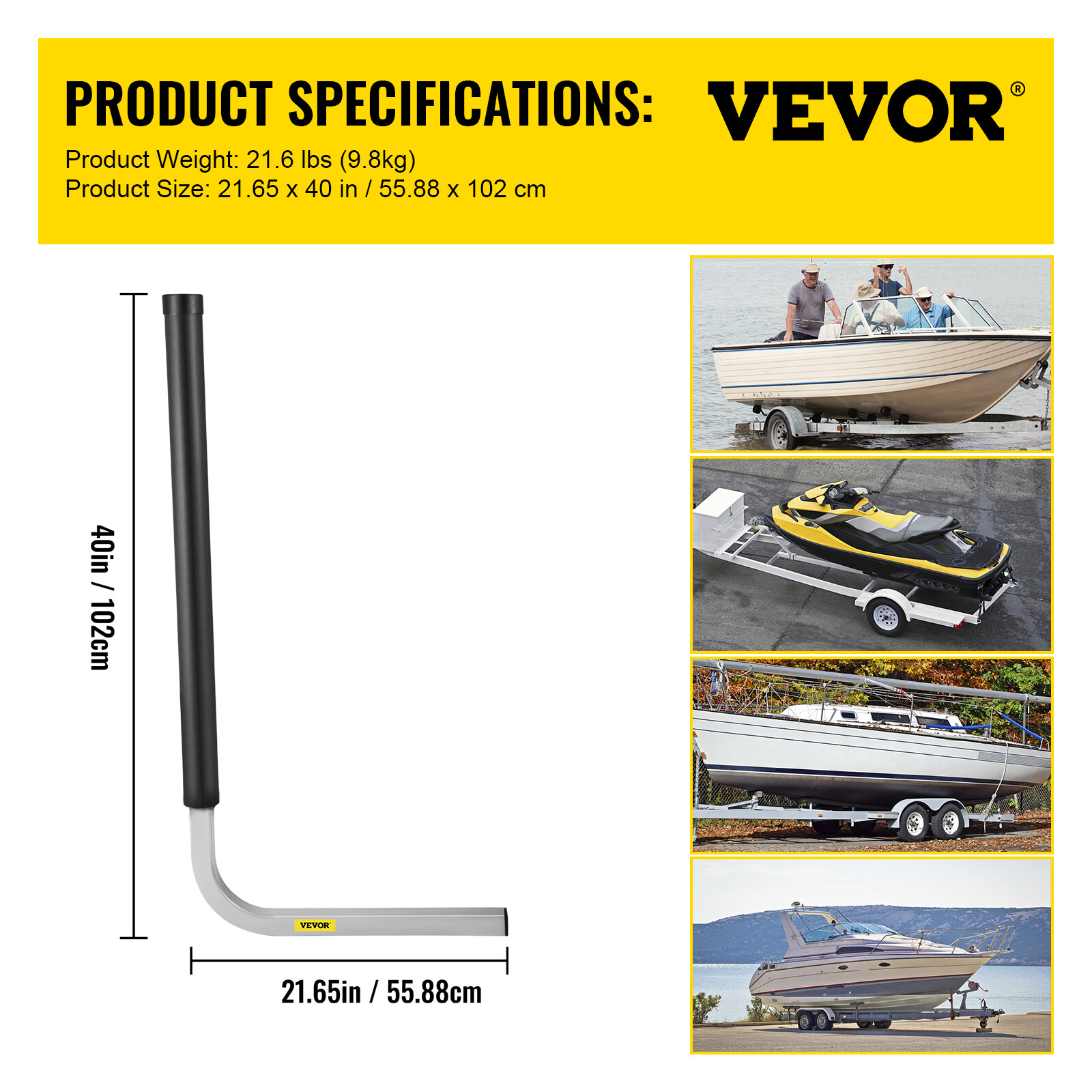 VEVOR Pair 40″Boat Trailer Guide on Galvanized Guide Post Kit w/PVC Poles Covers
