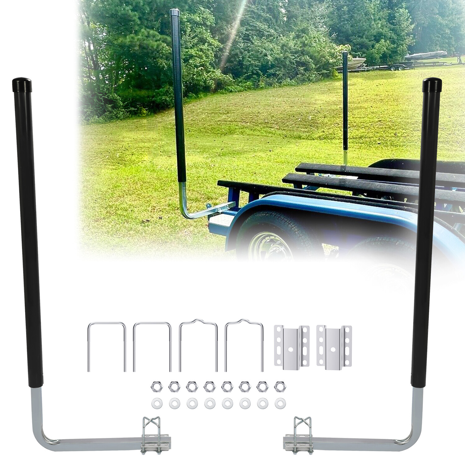 2PCS Boat Trailer Guide-on 60″ Trailer Post Guide on with Black PVC Tube Covers