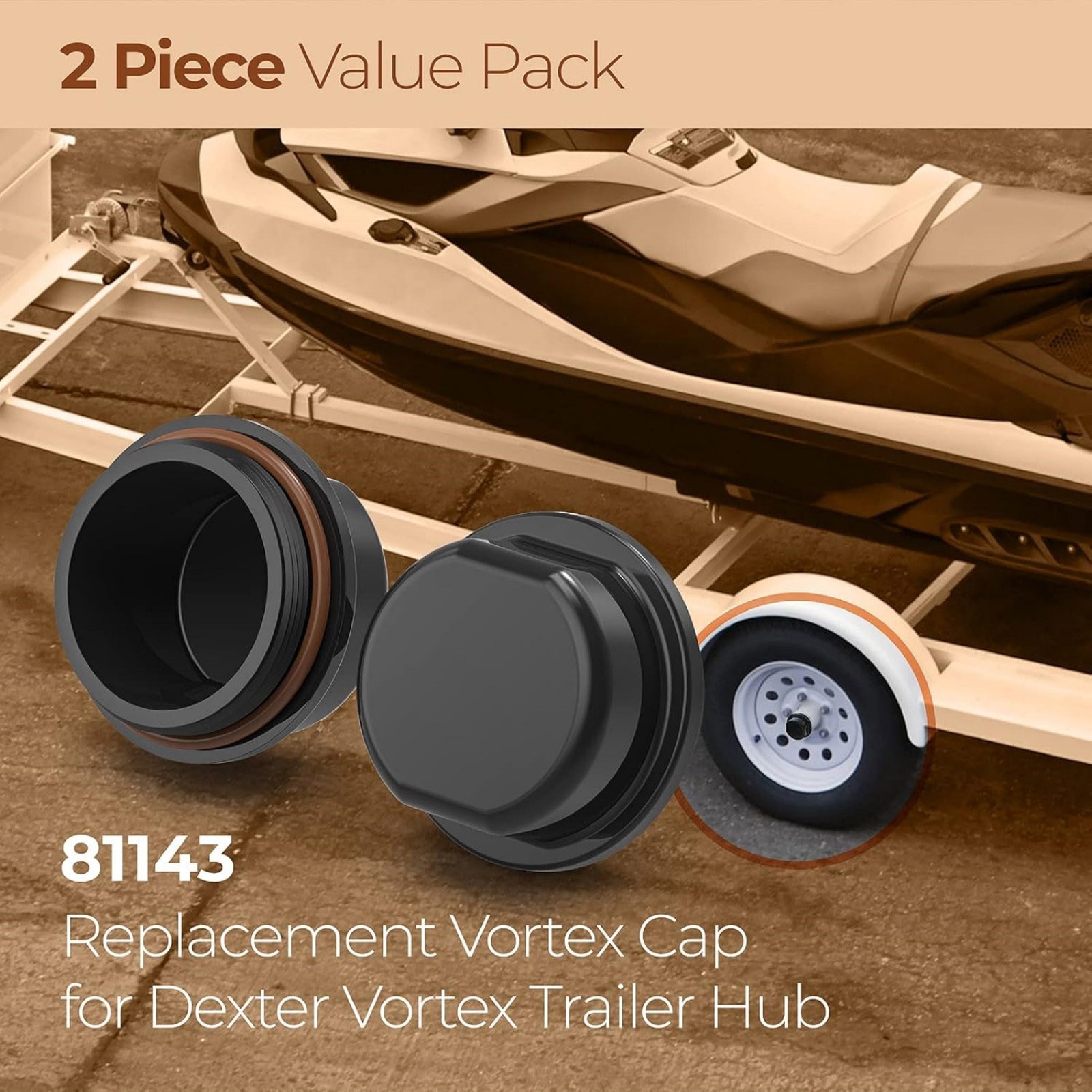 Easy Install Hub Dust Cap Set For Tie Down Vortex Hubs 1250-1750 Lbs Plastic