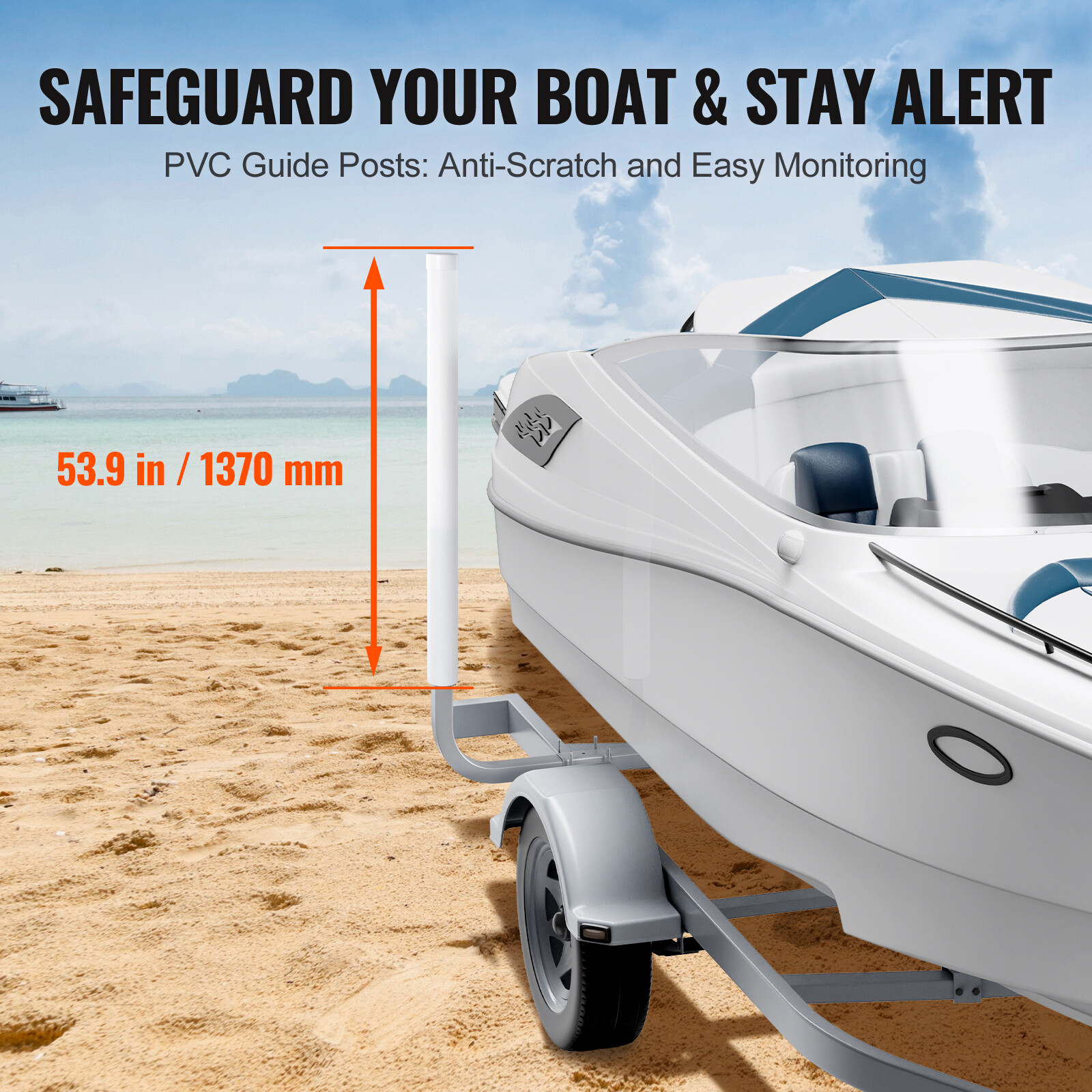 VEVOR Boat Trailer Guide 60” Galvanized Guide on PVC Poles for Ski Boat Sailboat