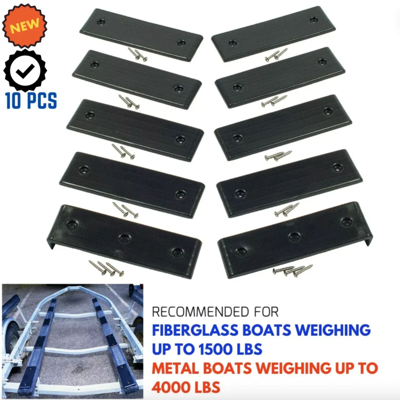 Slide Trailer Pads Bunk Glide Mount for Loading Unloading Fiberglass/ Metal Boat