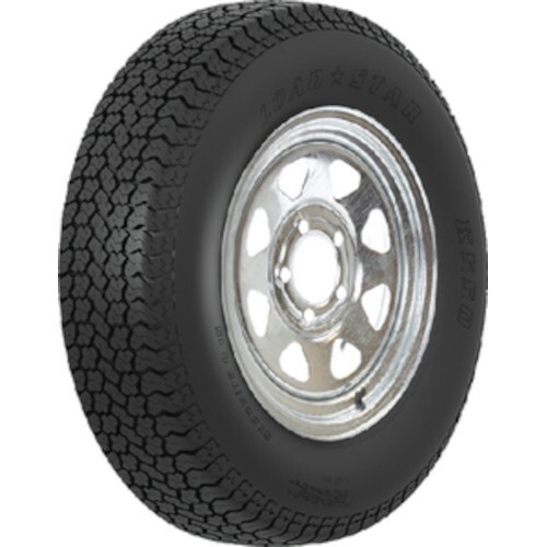 Loadstar 13″ Wheel and Bias Tire Assembly 5 Stud, Galvanized Spoke – 4 Ply