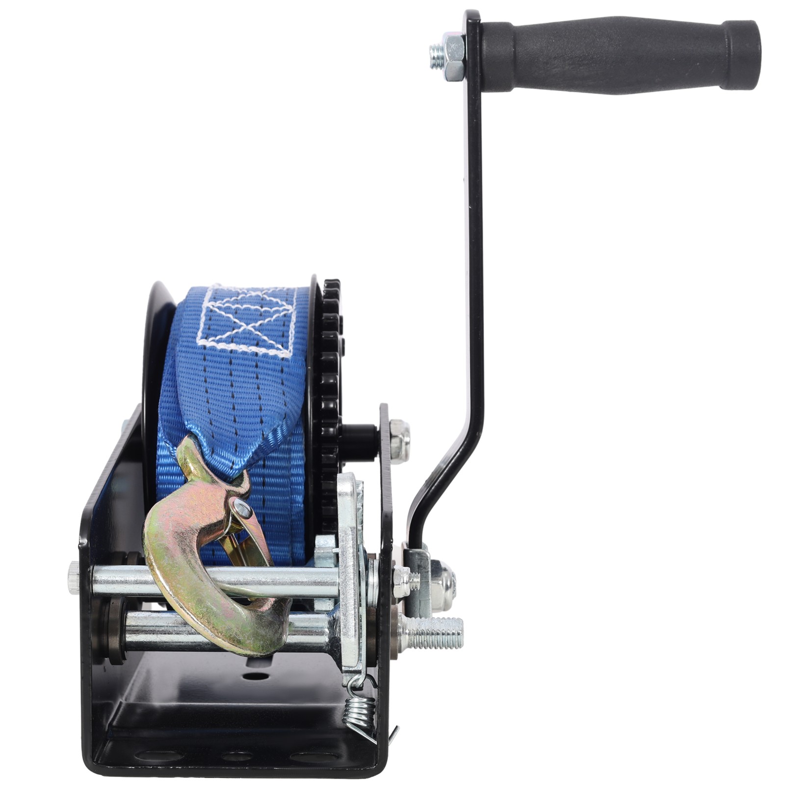 2000 lb Hand Winch with 26 ft Strap, Two-Way Ratchet, 4.1:2.4:1 Gear Ratio