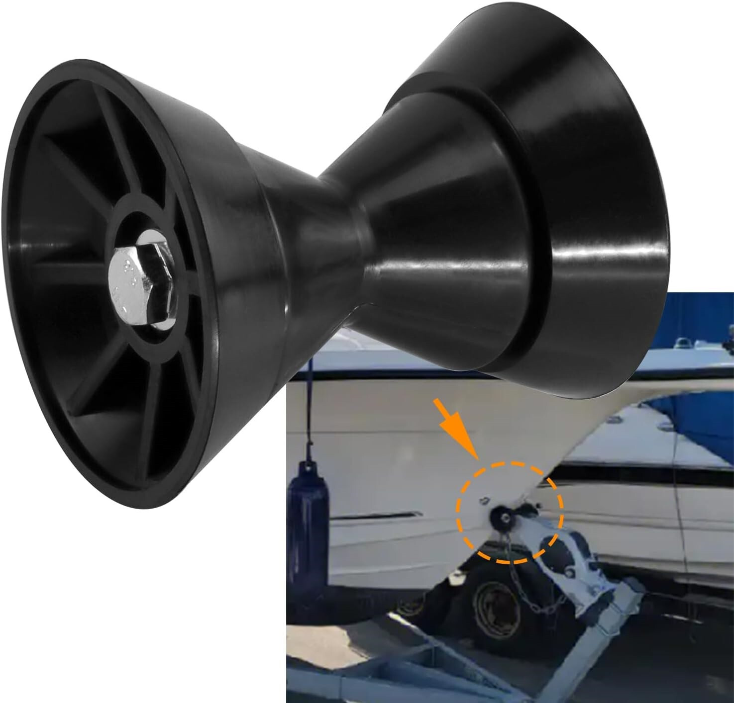 3″ Boat Trailer Bow Roller Assembly w/ Spoke for Trailer Keel Roller 1/2″ Shaft