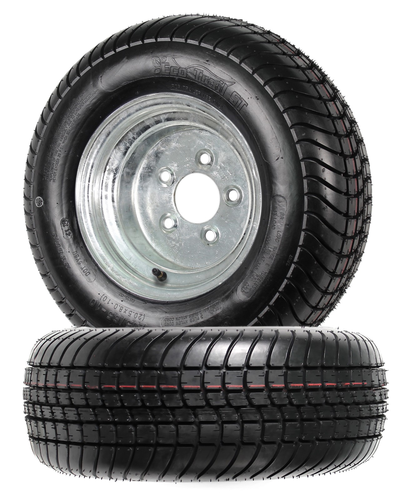 2-Pack Trailer Tires Rims 20.5X8-10 205/65-10 20.5X8.0-10 5 Lug Galvanized Wheel