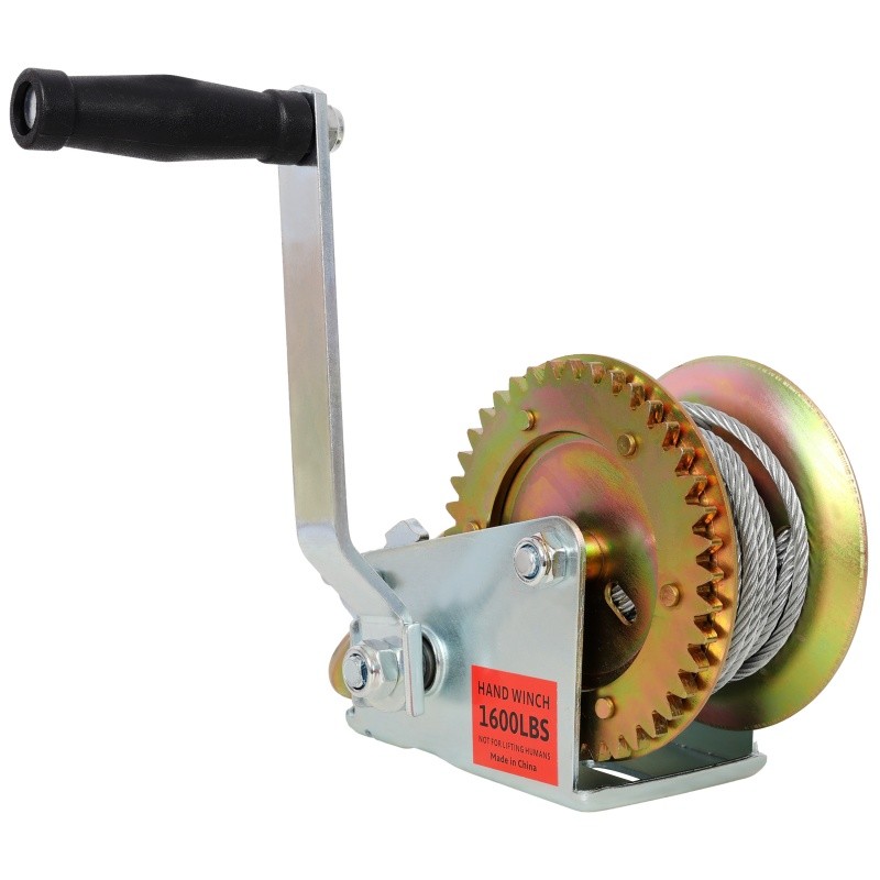 Hand Winch 1600lbs, 3.3×5.5×5.7 inch Trailer Boat ATV 32.8ft Steel Portable 4:1