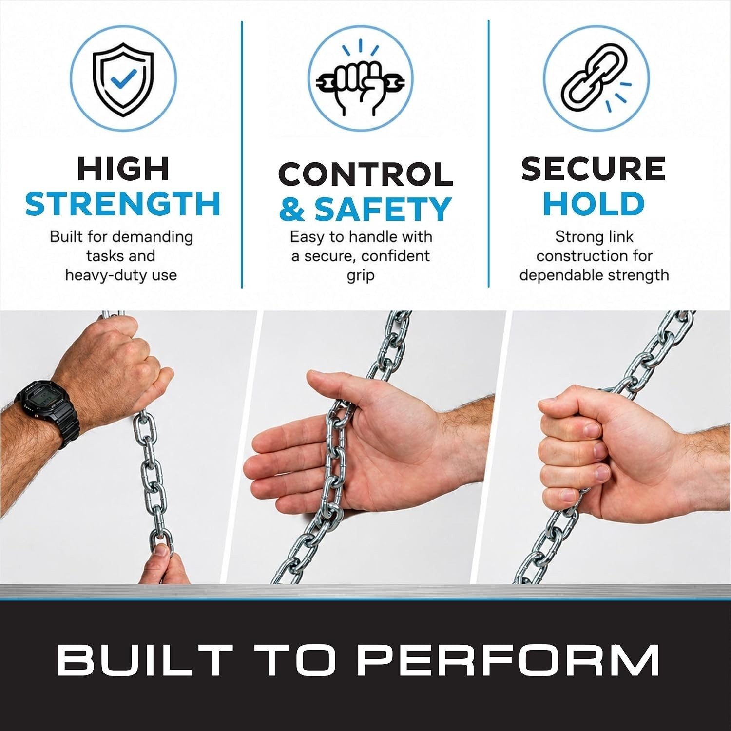 Bow Safety Chain – 3/16 in. x 15-1/2 in. Steel, Zinc-Plated– Heavy Duty Marin…