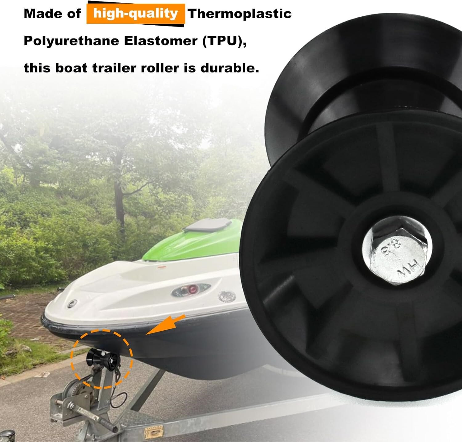 3″ Boat Trailer Bow Roller Assembly w/ Spoke for Trailer Keel Roller 1/2″ Shaft