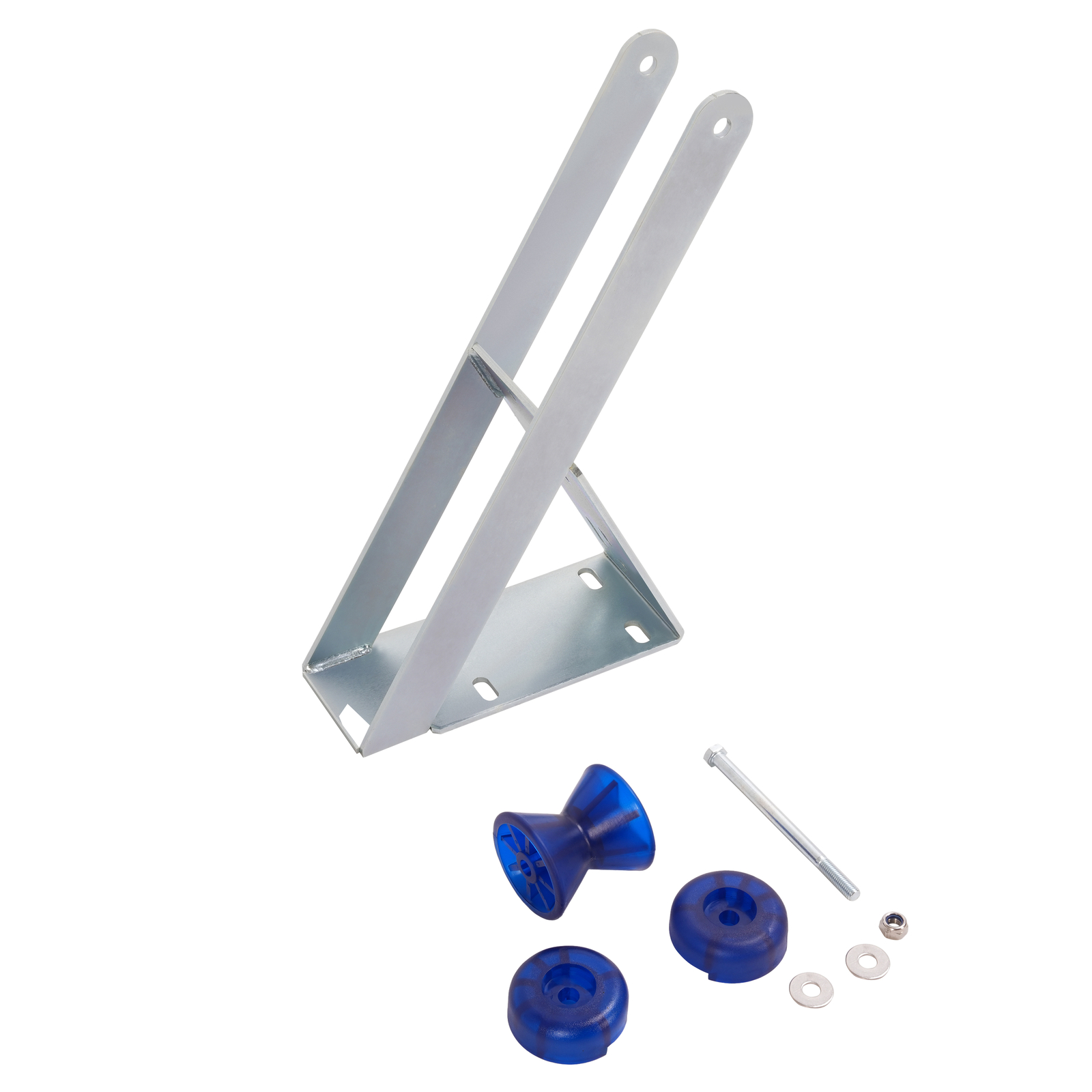 Galvanized Boat Trailer Winch Seat With Blue Roller and End Caps For Winch Posts
