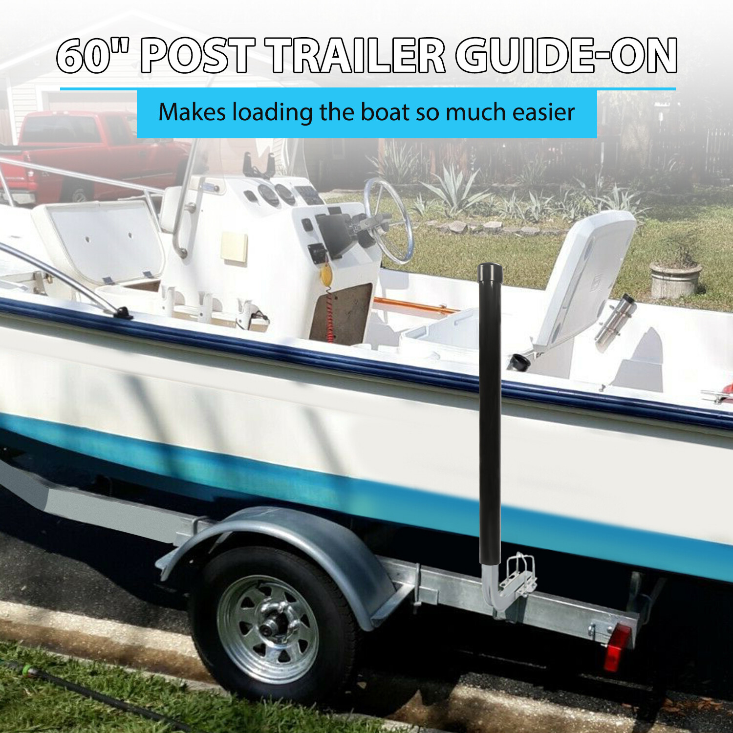 2PCS Boat Trailer Guide-on 60″ Trailer Post Guide on with Black PVC Tube Covers