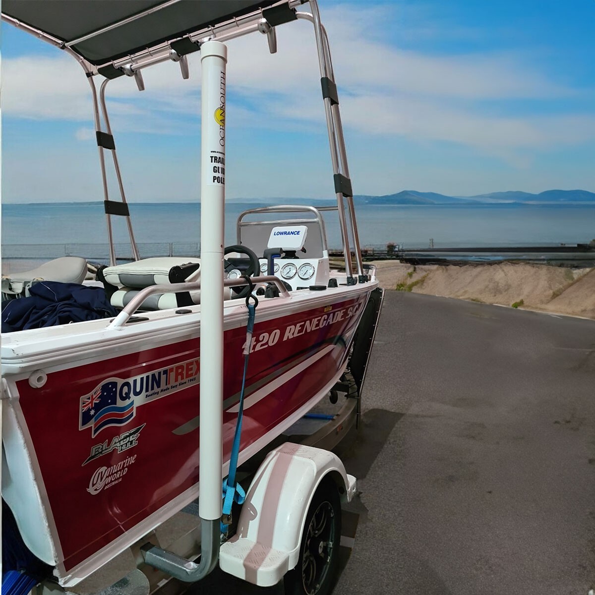 Oceansouth Galvanized Guide On Post Poles Pair for Rectangular Beam Trailer 40″