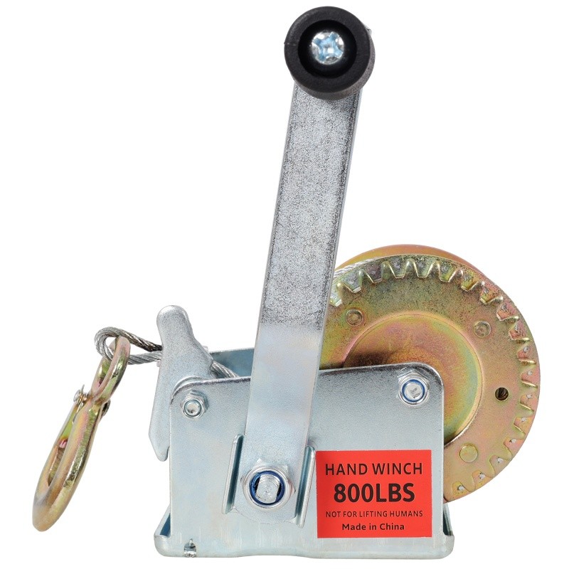800LBS Manual Hand Winch, 32.8 ft Cable 3:1 Gear Ratio Trailer Boat ATV Towing