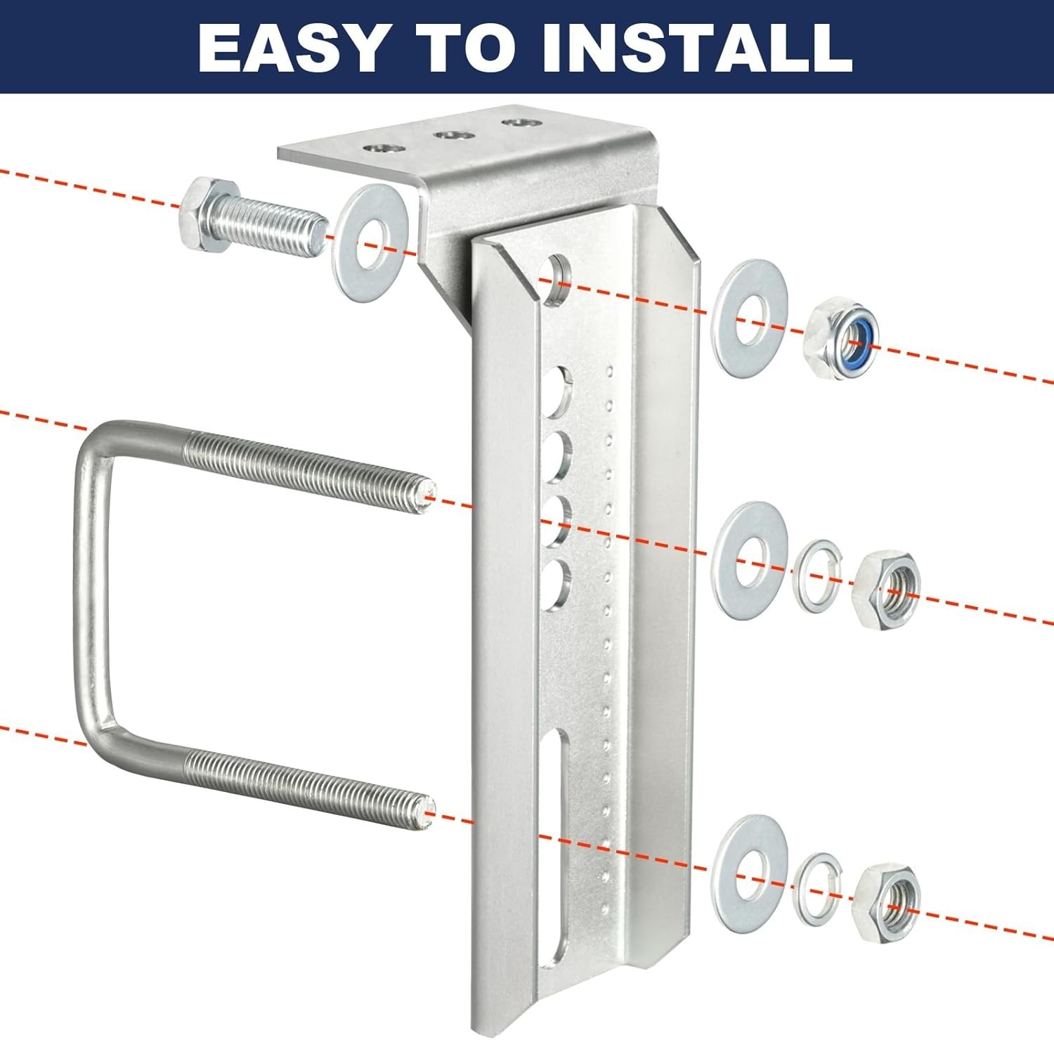 4PCS 8″ Swivel Top Bunk Bracket Kit For 1.5×3, 2×3,3×3 Boat Trailer Crossmember