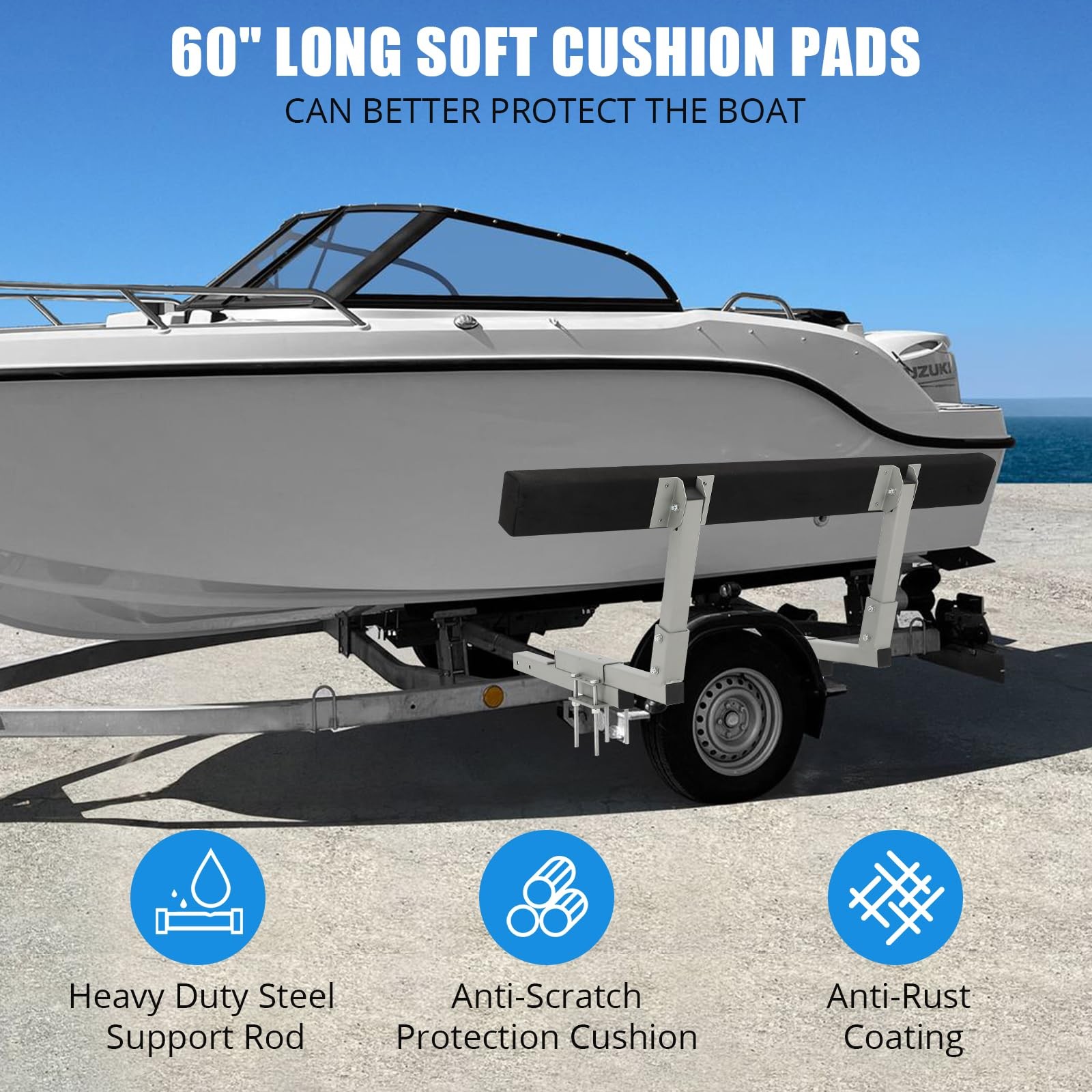 Boat Trailer 2pcs Side Guide On Bunk Board Carpeted Kit w/ Hardware 16.7inch