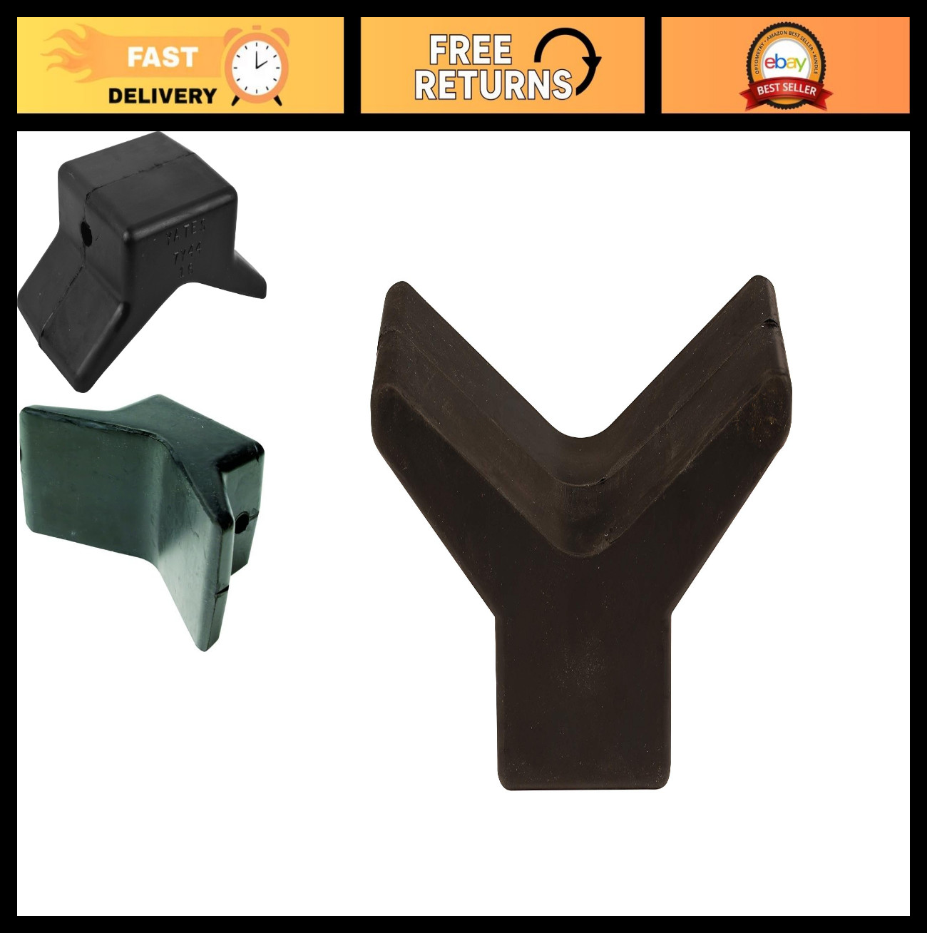 Rubber Bow Y-Stop for Boat Trailers – 3×3 Heavy-Duty Trailer Accessory