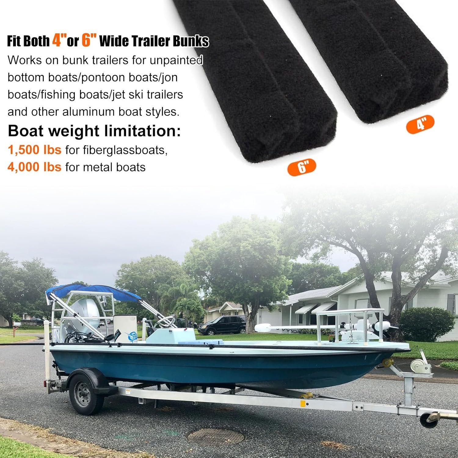10PCS Boat Trailer Bunk Slides Kit – 8 Bunk Pads&2 Enders,Fits 3 Inch x 10 Inch