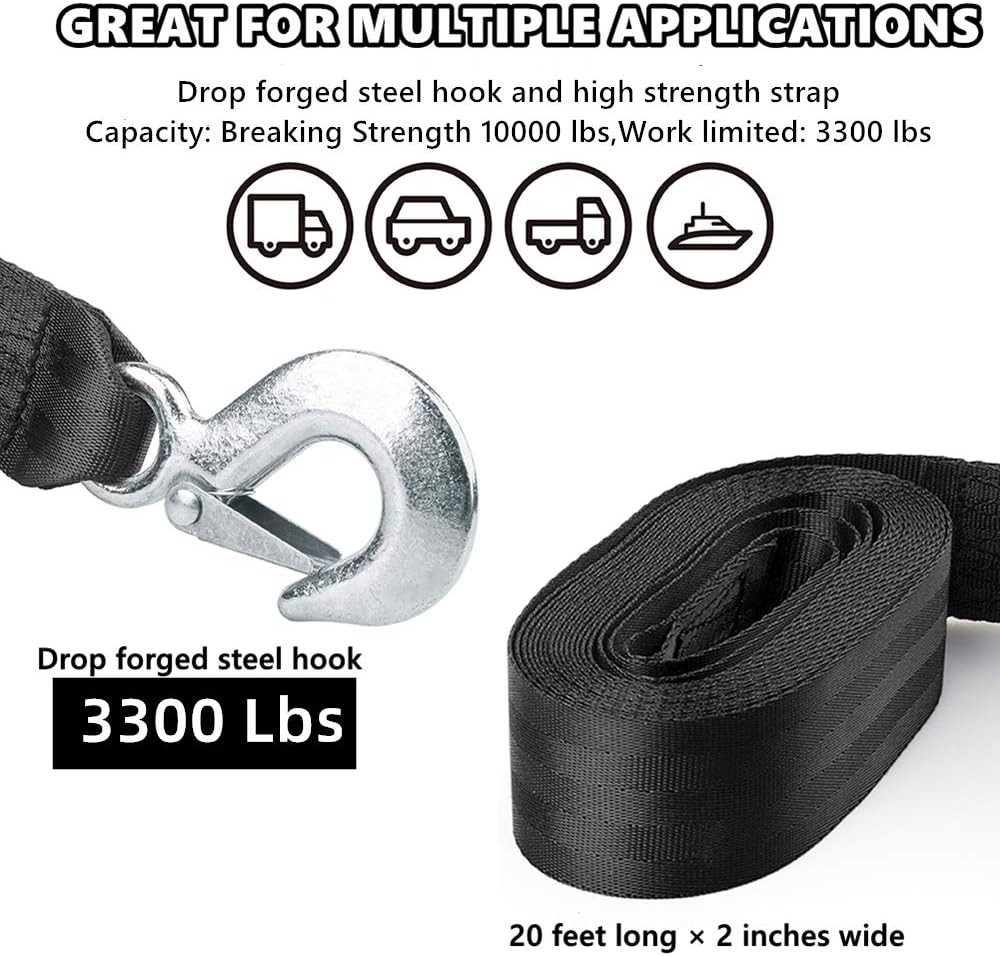 Boat Winch Strap with Hook,Winch Strap for Boat Trailer,Boat Trailer Winch St…