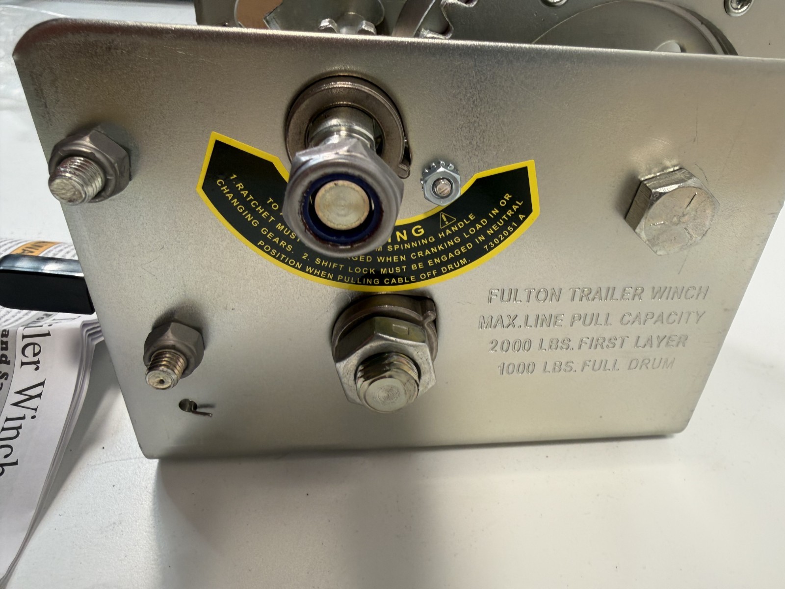 Fulton 142401 Two-Speed Winch 2000lb Boat Trailer Manual Hand Crank Zinc Plated