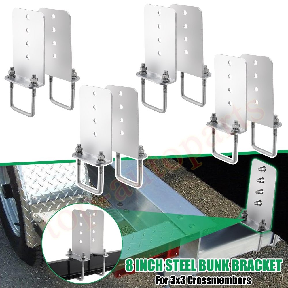 8 Pack Galvanized Steel 8″ L-Type Boat Trailer Bunk Brackets for 3×3 Crossmember