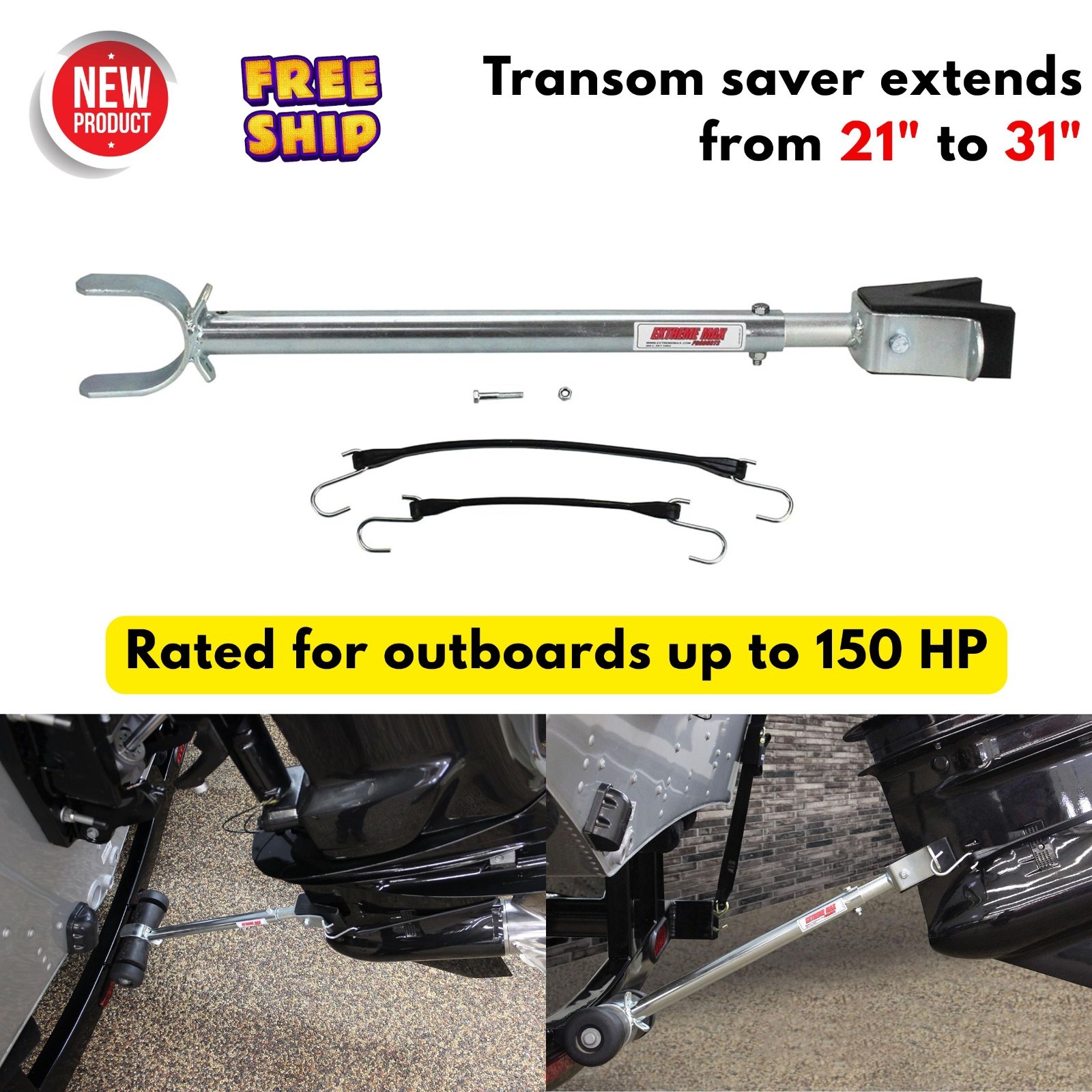 Transom Saver Trailer Roller Mount Support Motor Outboard Fishing Boat Pontoon