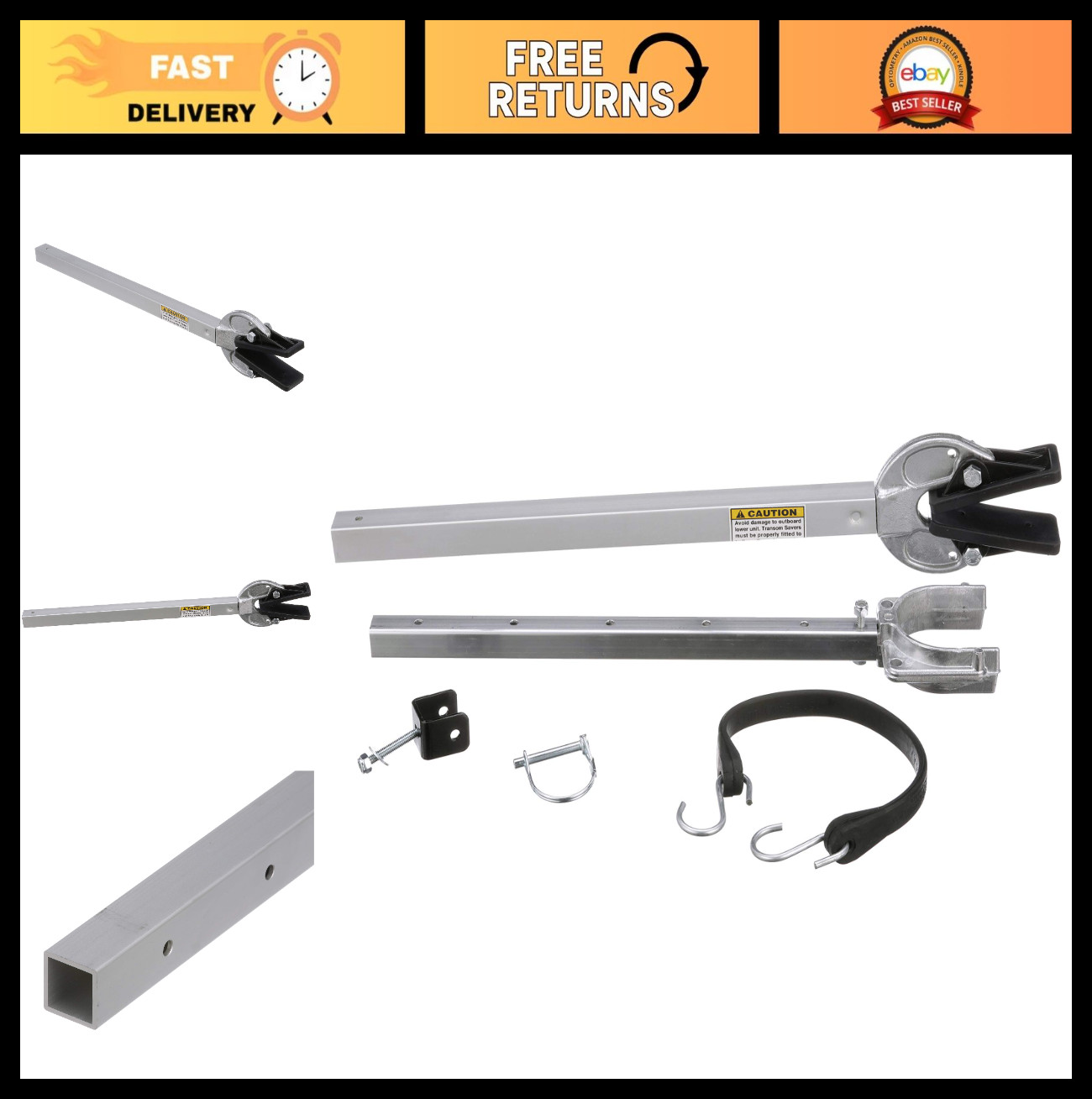 Adjustable Transom Saver 23-35″ for Boat Engine Support, Composite Head, Roller