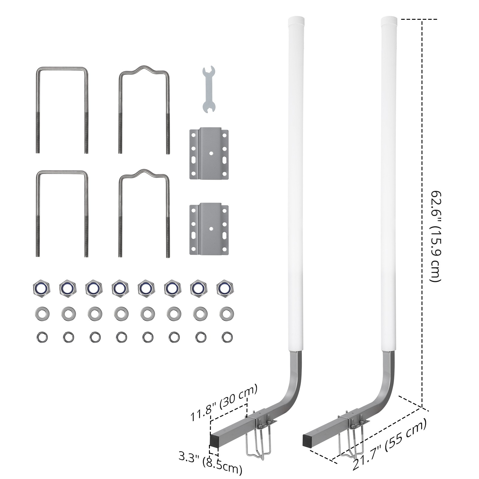 Pair 60″ Boat Trailer Hight L-Shaped Guide On Post Kit With PVC Poles Covers