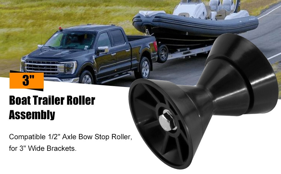 3″ Boat Trailer Bow Roller Assembly w/ Spoke for Trailer Keel Roller 1/2″ Shaft