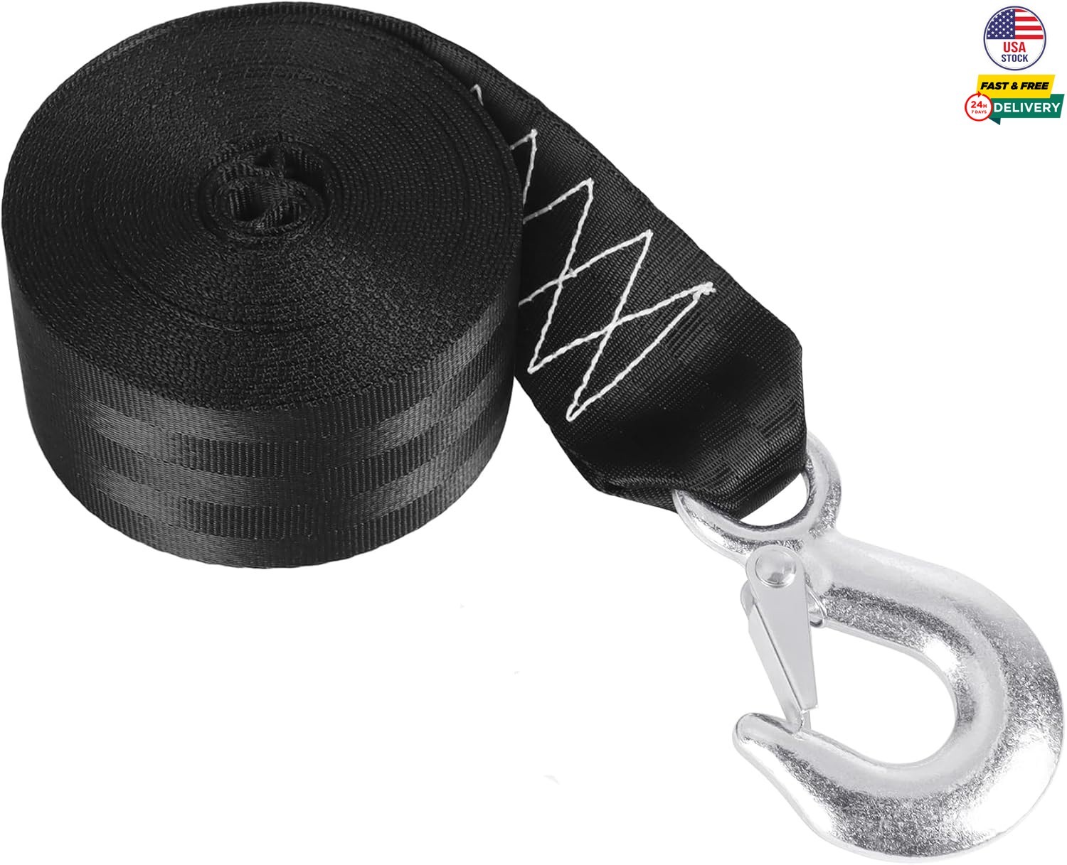2″ X 20ft Boat Winch Strap with Hook 10000 lbs Boat Trailer Winch Boat Tow Strap