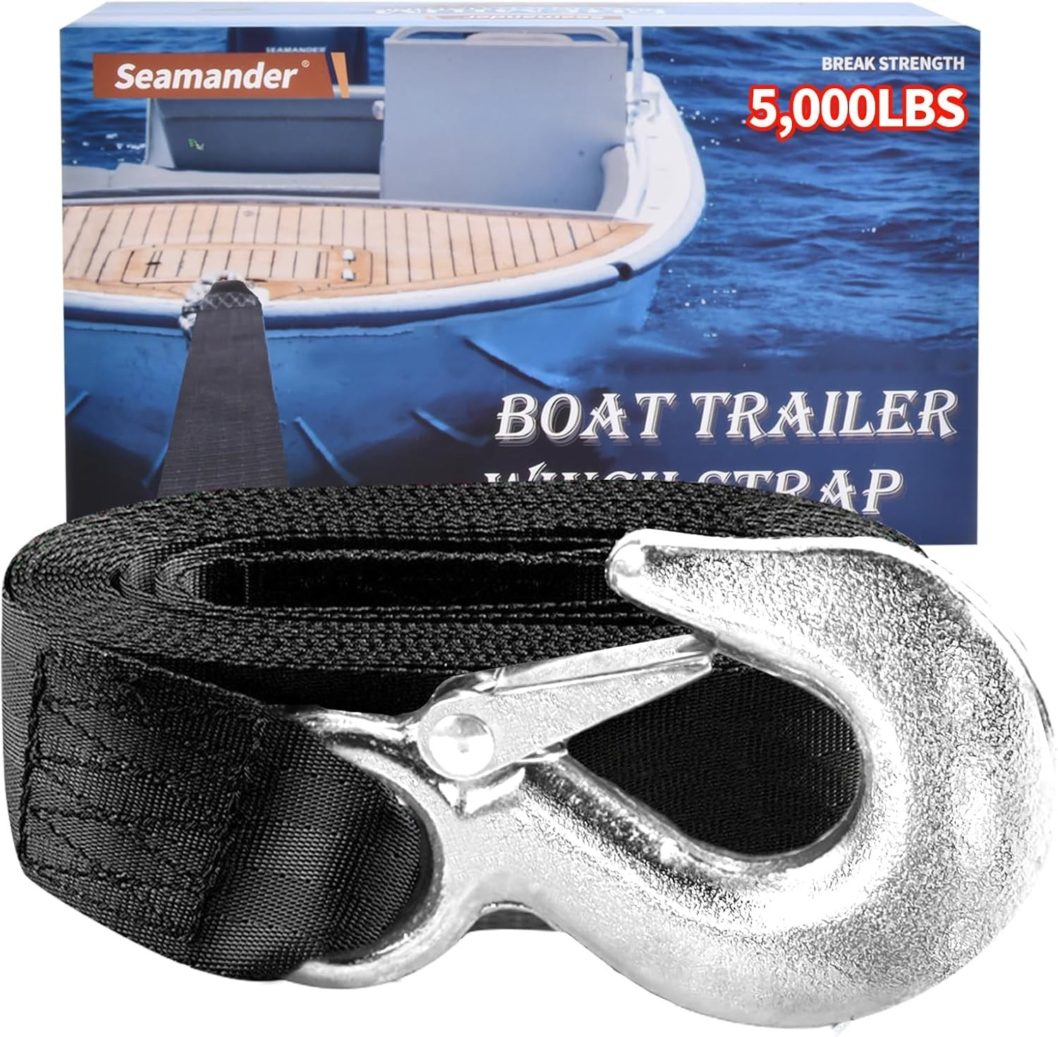 Versatile Heavy-Duty 5000 LBS Trailer Winch Strap – 2inx20ft for All Watercraft
