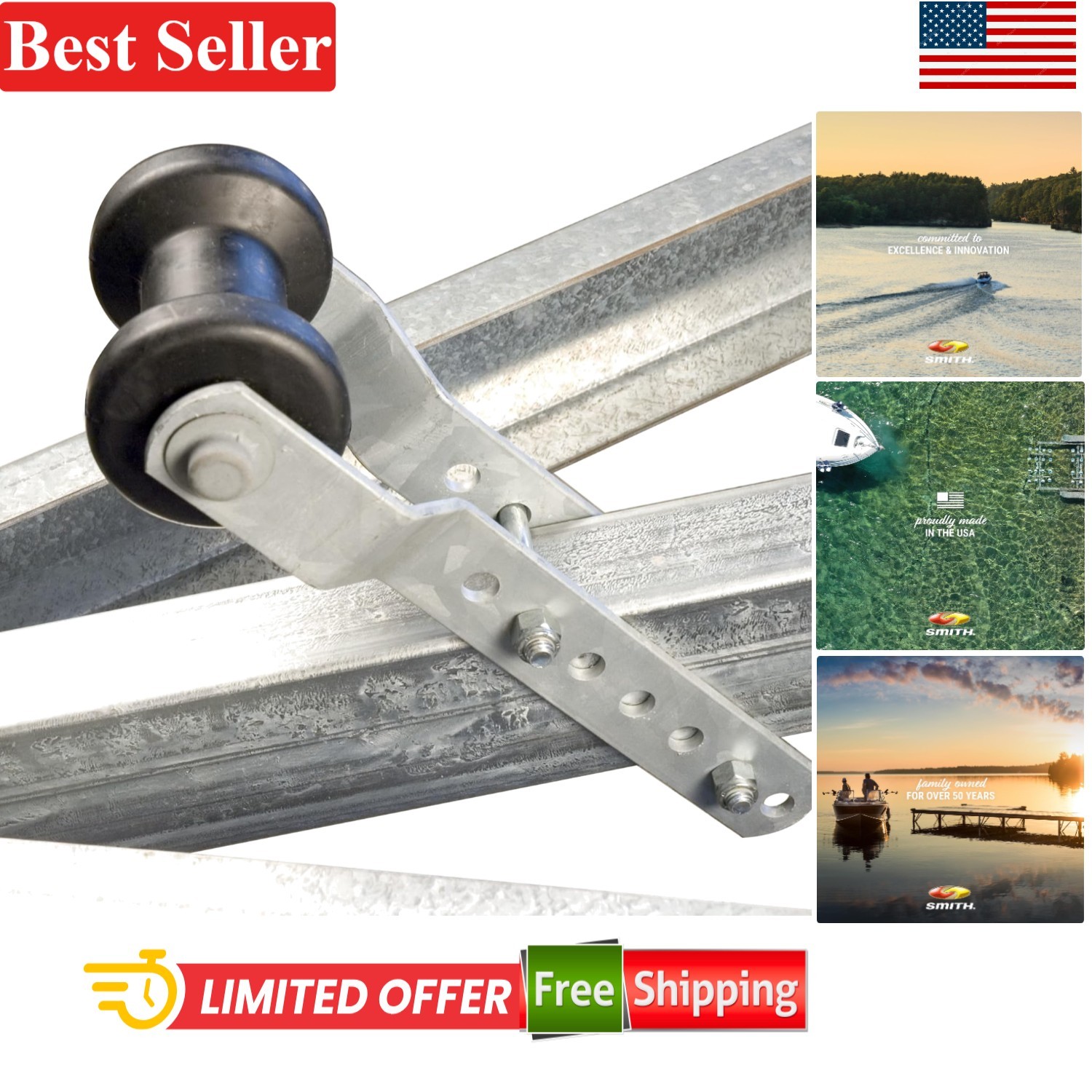 Boat Trailer Keel Roller Bracket Assembly Adjustable Black 3in