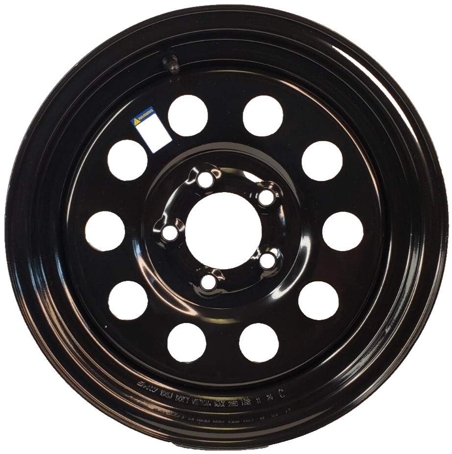 TRAILER RIM WHEEL 15×5 5/4.5 Black Steel mod Camper Boat Utility Farm Stock -TWO