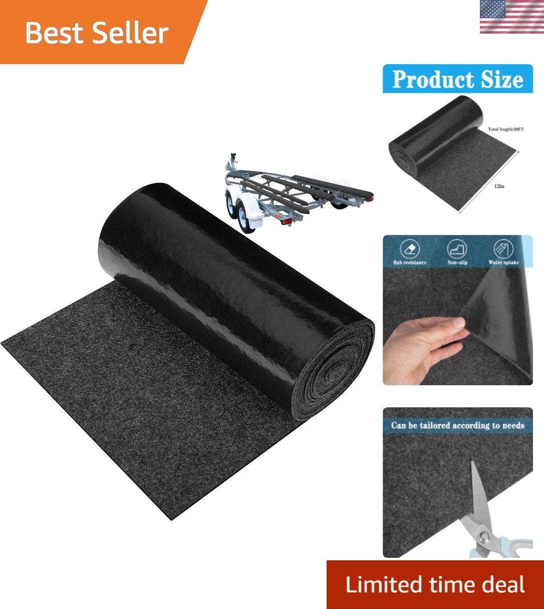 Boat Trailer Bunk Carpet – Marine Trailer Bunk Carpet – Trailer Boat Bunk Pad…