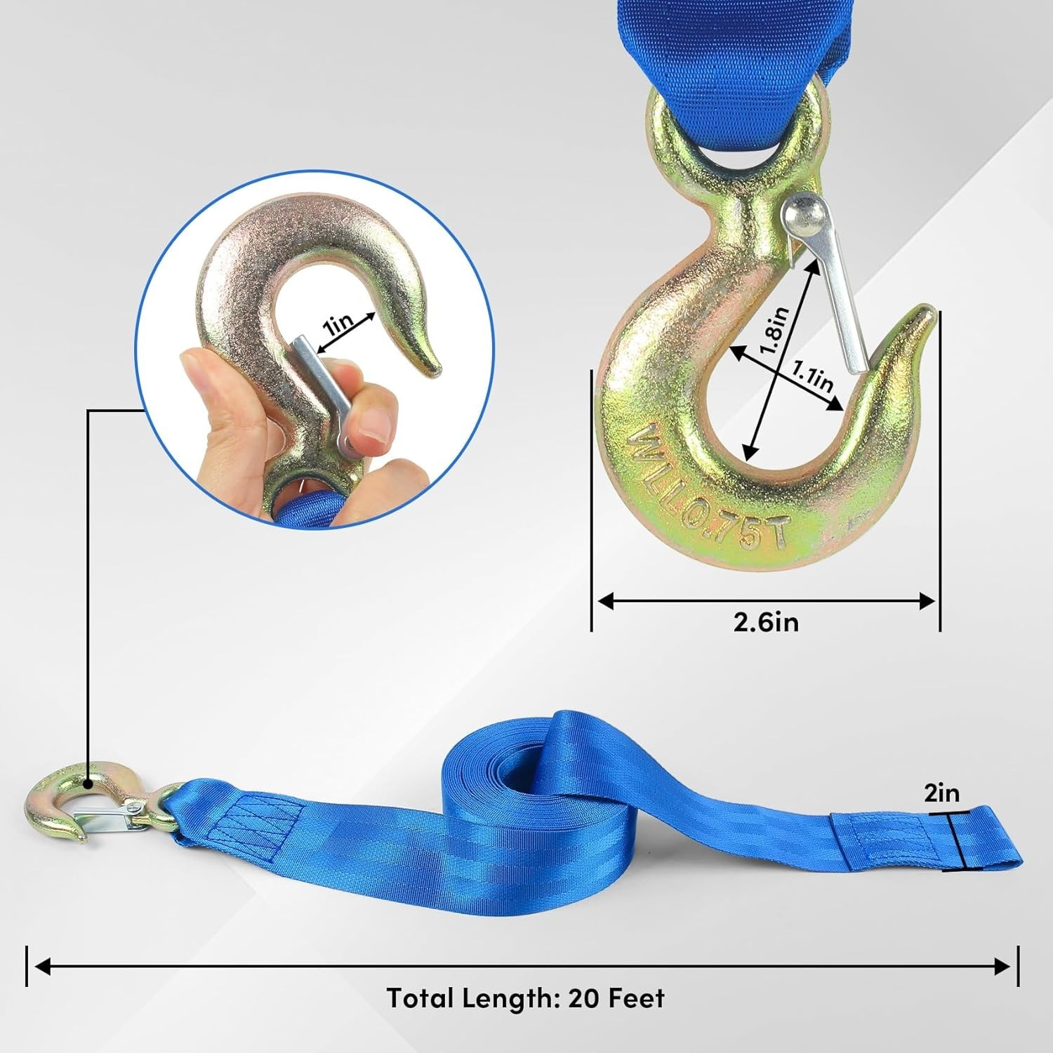Boat Winch Strap with Hook,Winch Strap for Boat Trailer,Boat Trailer Winch St…