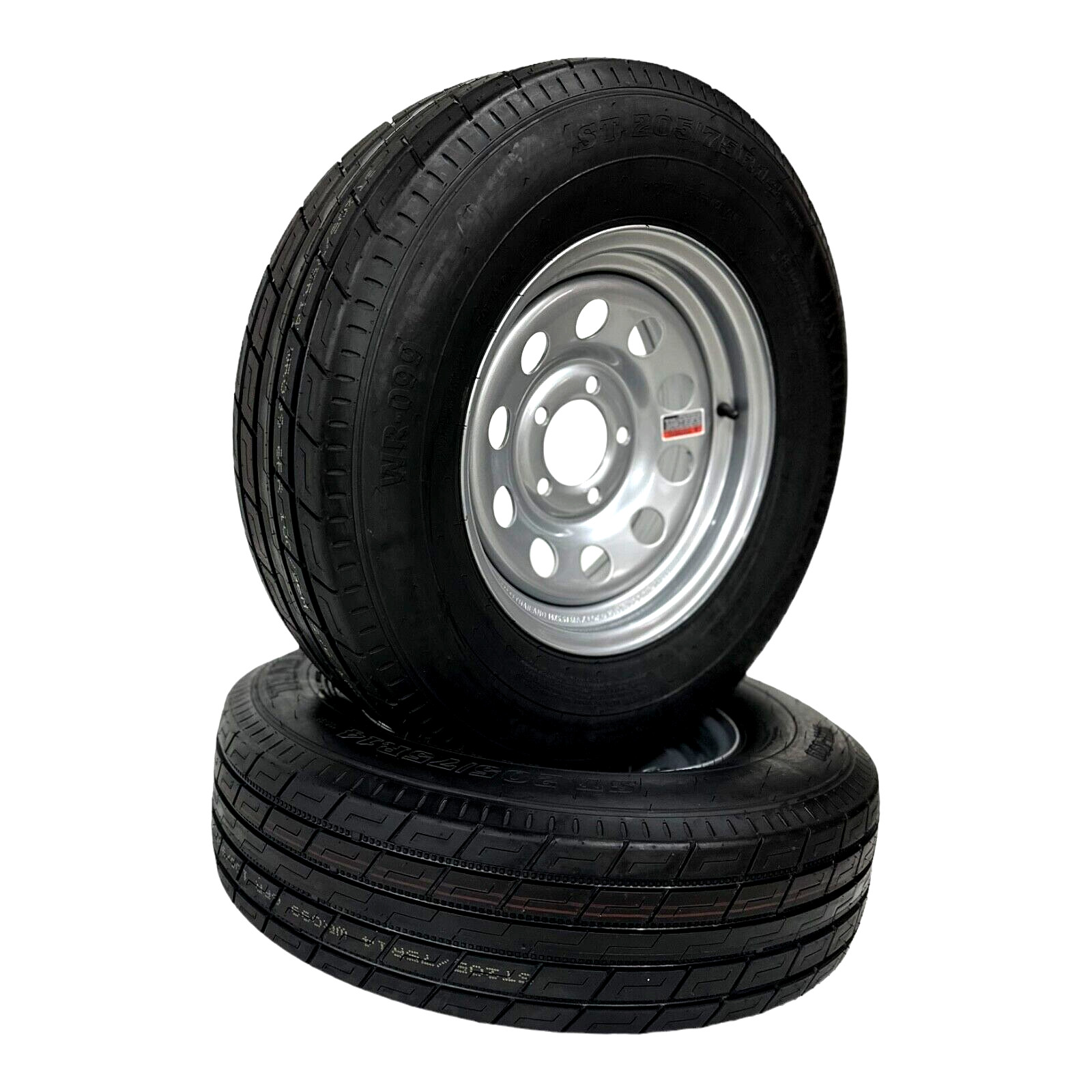 2-Pack Trailer Tire on Rim ST205/75R14 LRC Radial 5 Lug 5×4.5 Silver Modular Rim