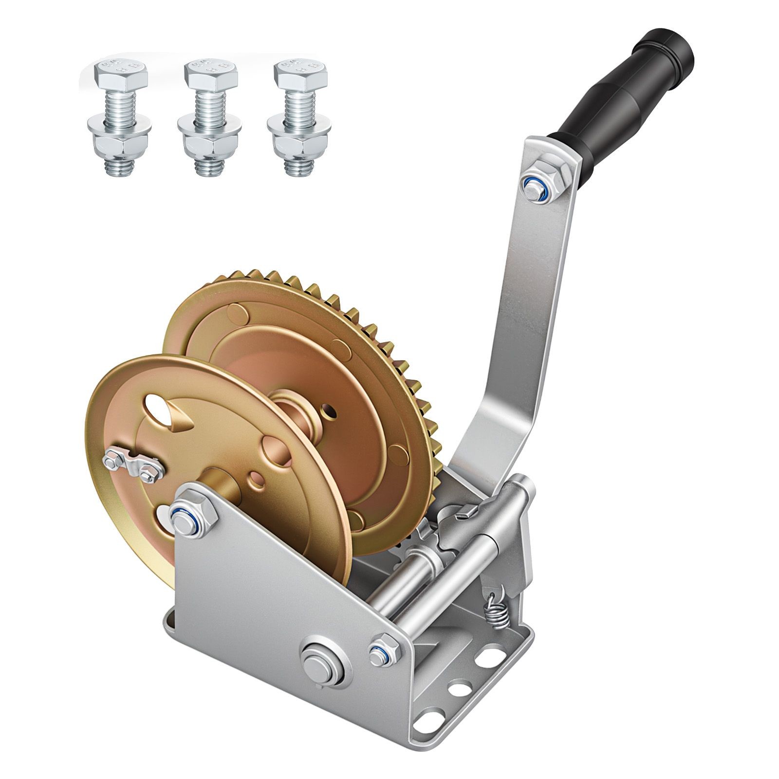 1600lb Manual Boat Winch Heavy Duty Hand Crank Galvanized 4:1 Ratio