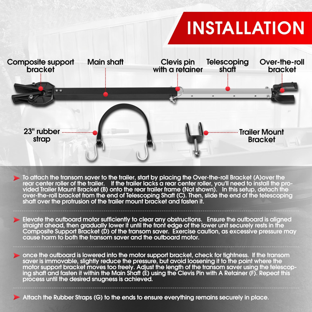 Adjustable Boat Transom Saver 23-35in Outboard Motor Support Aluminum 100HP