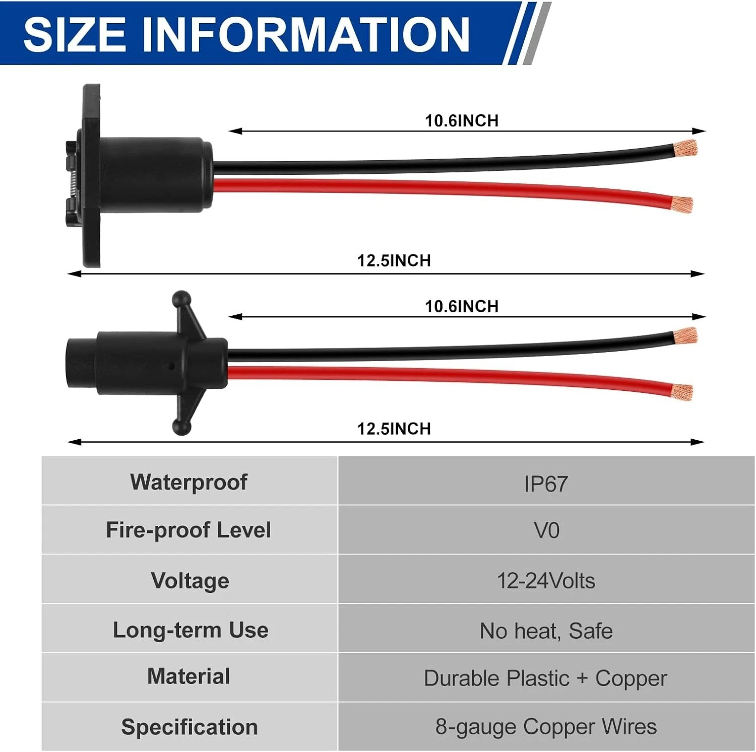 Trolling Motor Plug Receptacle 12V-24V For Minn Kota Marine Boat Waterproof New