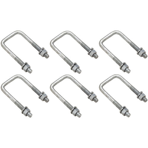 6 Pack of 1/2 Dia x 1-9/16 W x 4-1/16 L Boat Trailer Square Galvanized U-Bolts
