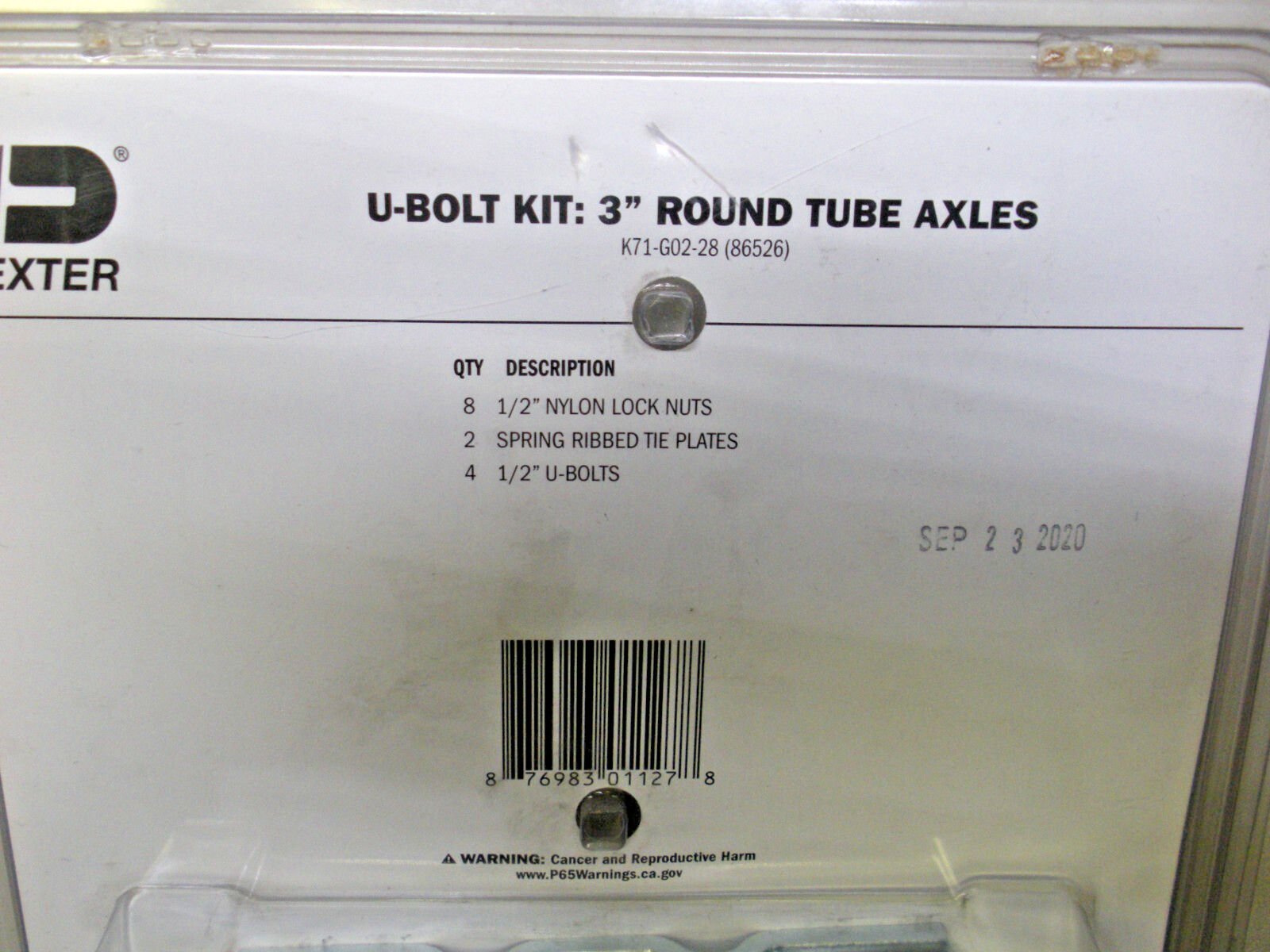 Dexter U Bolt Kit for 3″ Round Axles K71-G02-28. Replaces Tie Down 86526