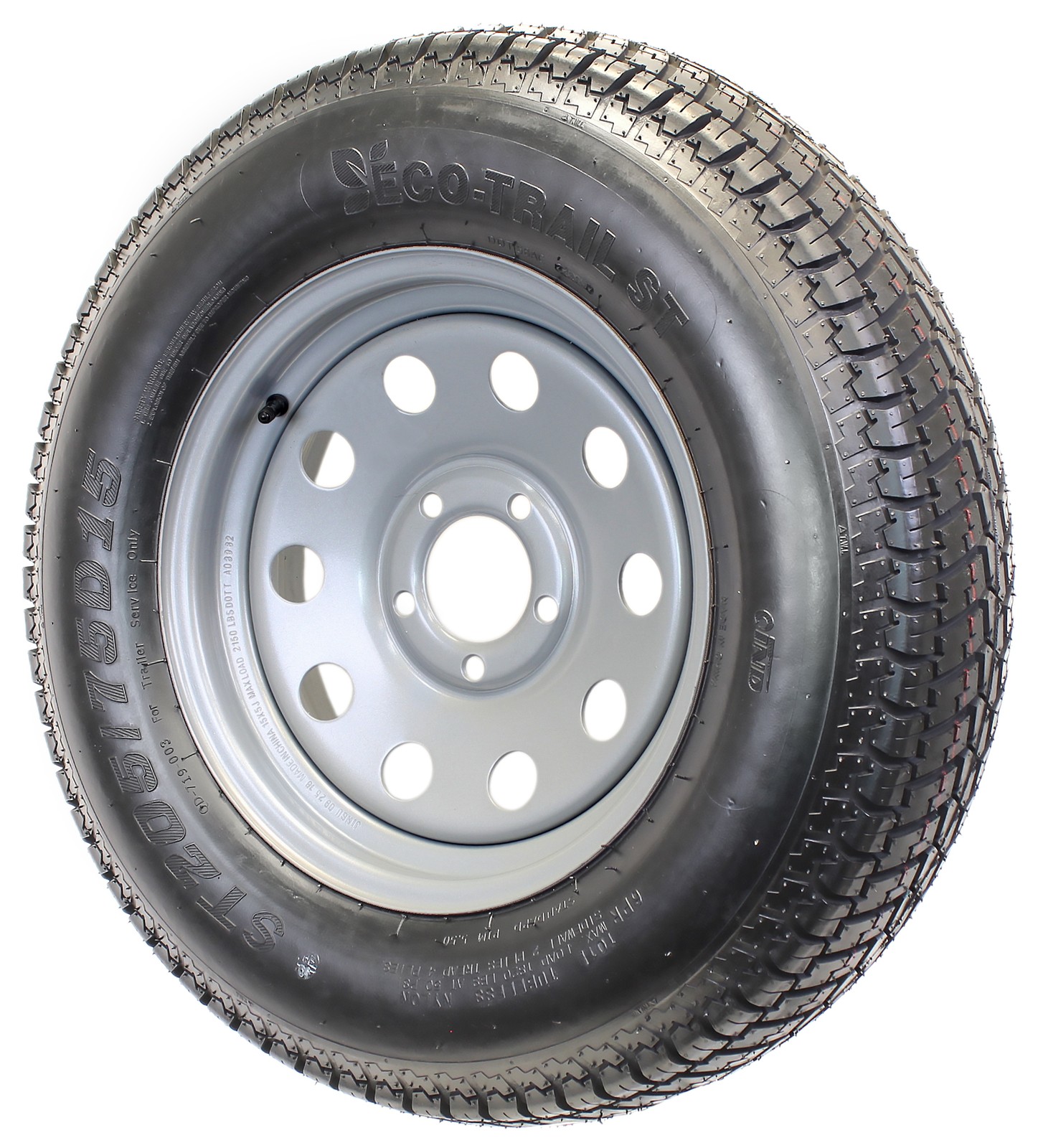 Trailer Tire Rim Assembly ST205/75D15 F78-15 LRC 5 Lug Silver Grey Modular Wheel