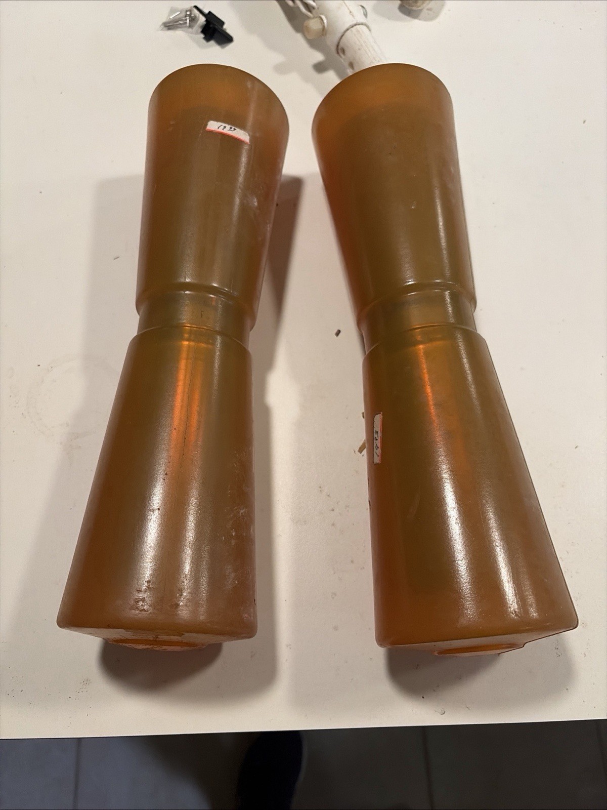 2 Vintage 11.5” Amber Trailer Roller Thermal Plastic Boat trailer Keel Roller