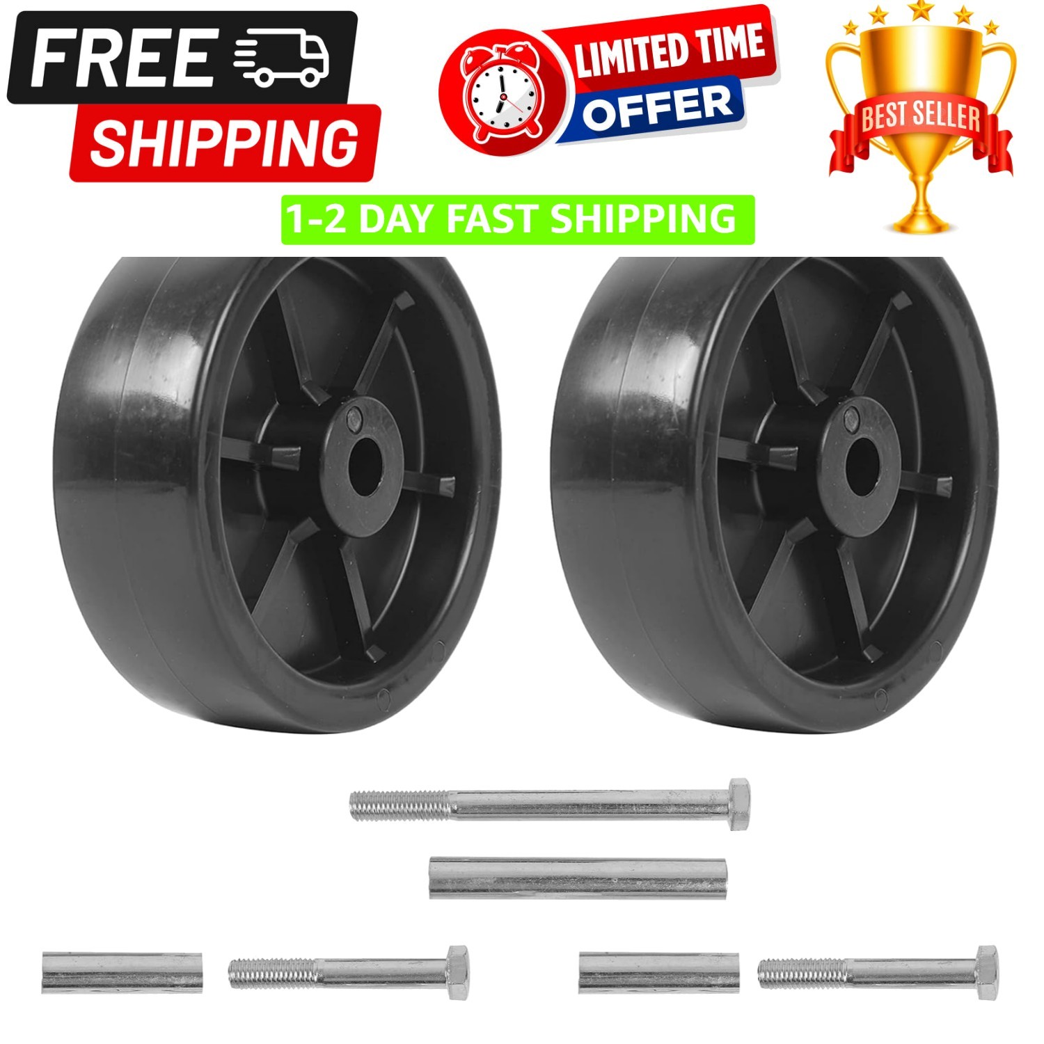 2-Pack 6-Inch Plastic Caster Wheels for Boat Trailer Jacks – Corrosion-Resistant