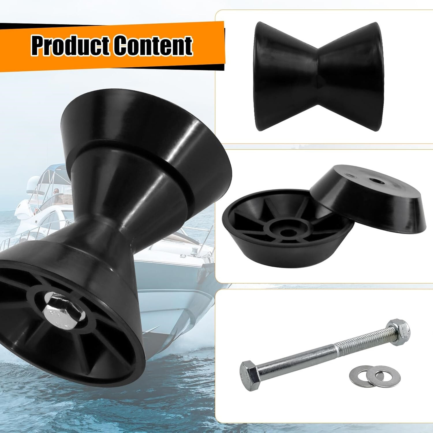 3″ Boat Trailer Bow Roller Assembly w/ Spoke for Trailer Keel Roller 1/2″ Shaft