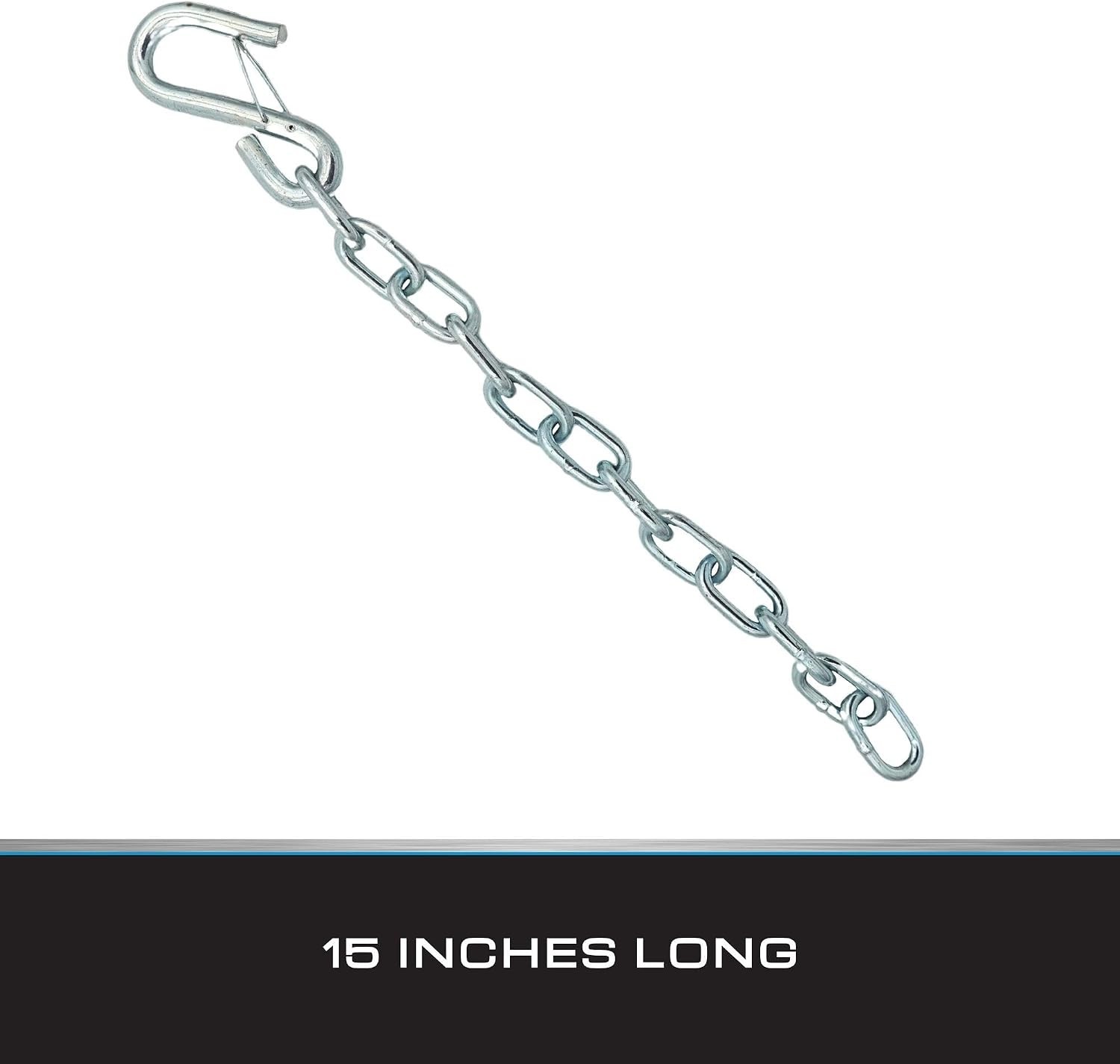 Bow Safety Chain – 3/16 in. x 15-1/2 in. Steel, Zinc-Plated– Heavy Duty Marin…