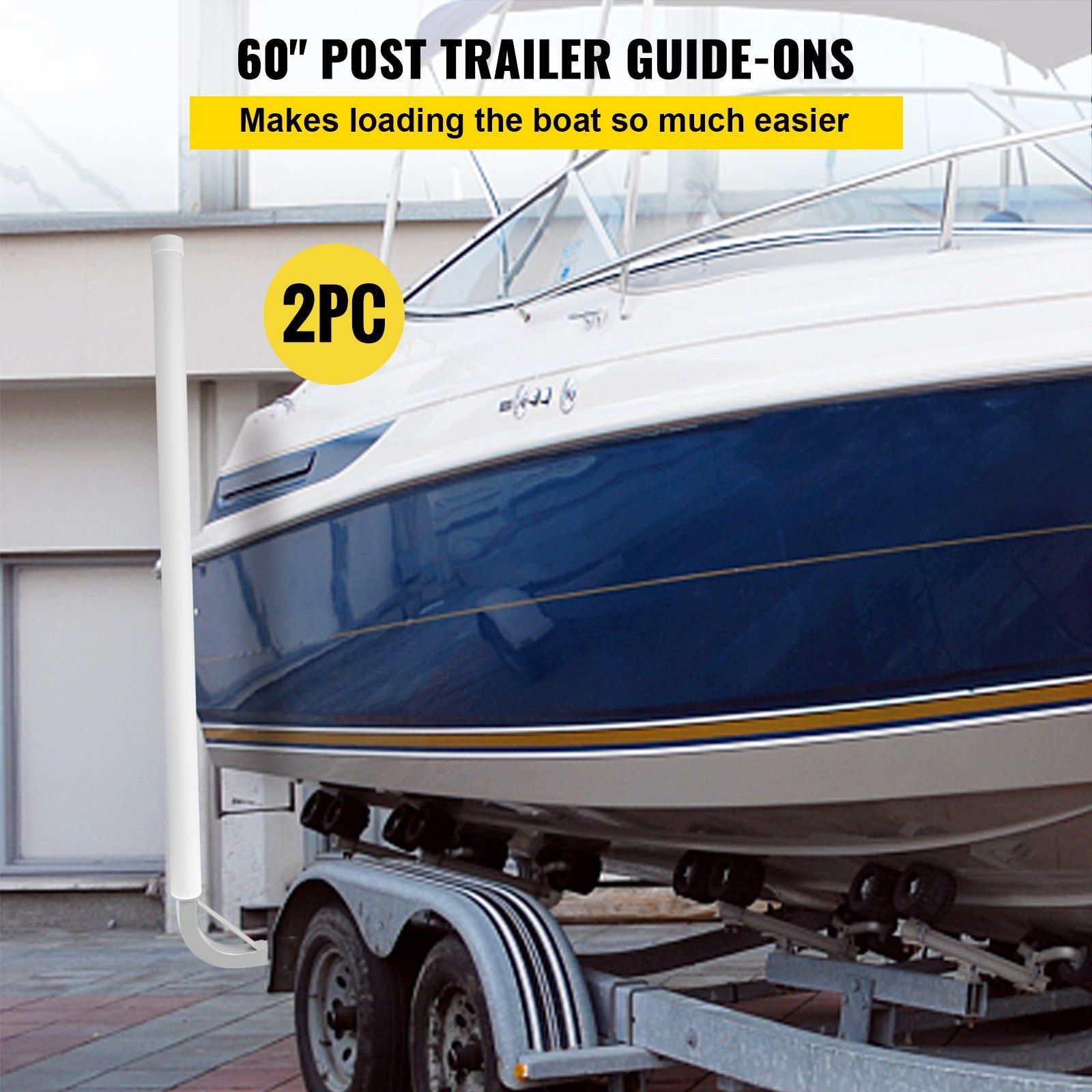 Boat Trailer Guide-on 60″ 2PCS Steel Trailer Post Guide ons with PVC Tube Covers
