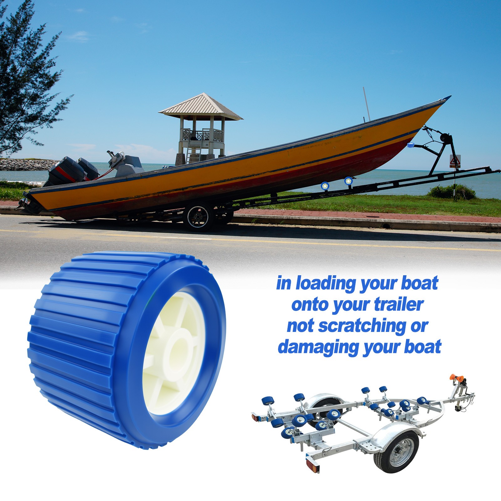 8PCS PP Boat Trailer Roller Marine Ribbed Wobble Roller 110*75*19mm